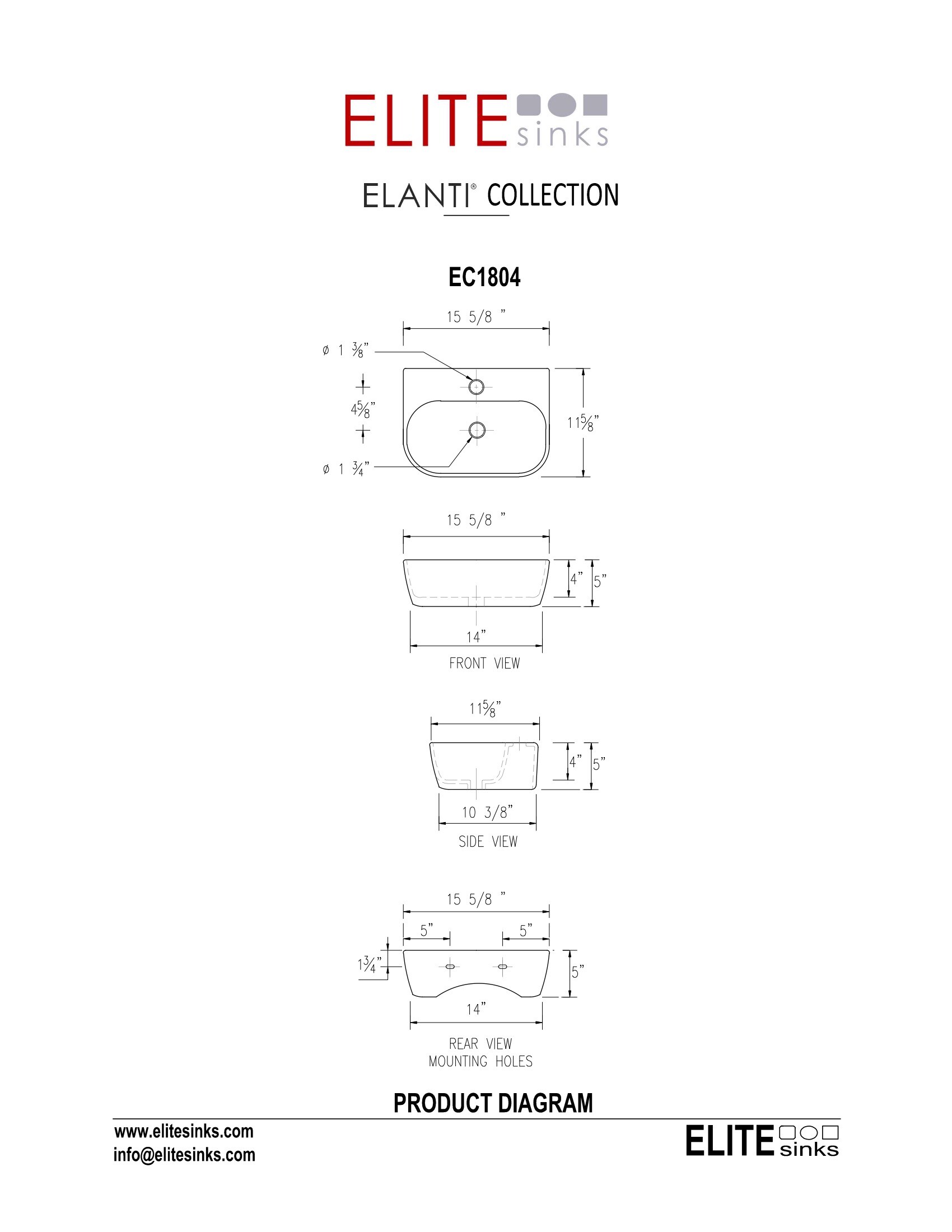 Elanti EC1804 Bath-Sink - View #7