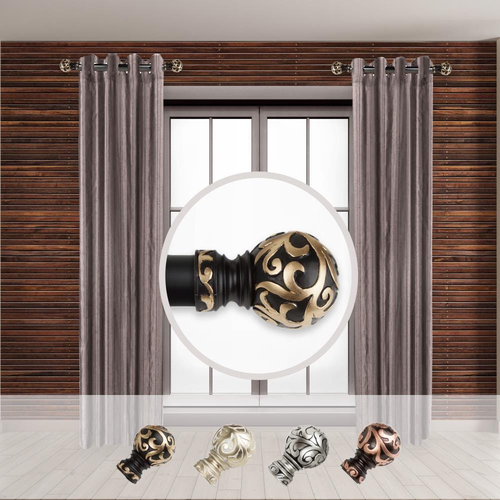 Hart & Harlow LO-SIDE100-47-2 Teddy 1-in 12-in to 20-in Black Steel Side curtain rod with Finials