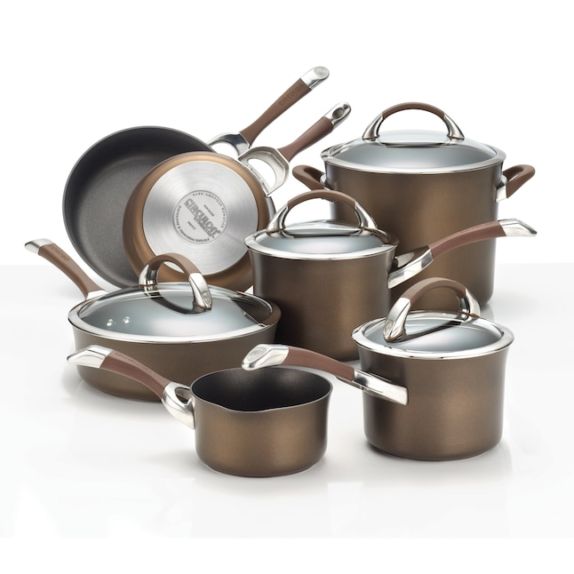 Circulon Hard Anodized Cookware Set 15-in Aluminum Cookware Set with Lid(s)  Included in the Cooking Pans & Skillets department at