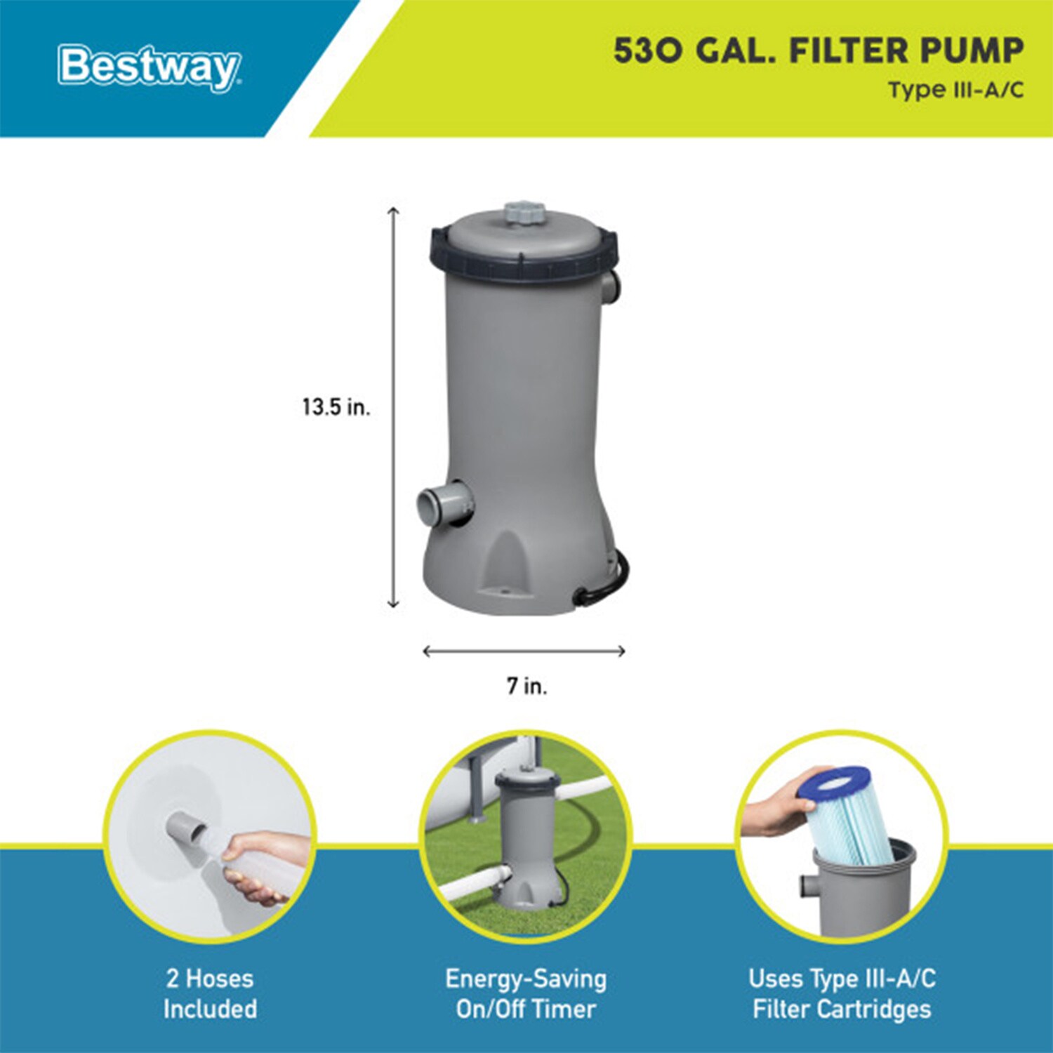 Bestway Cartridge Pool Filter System with Pump