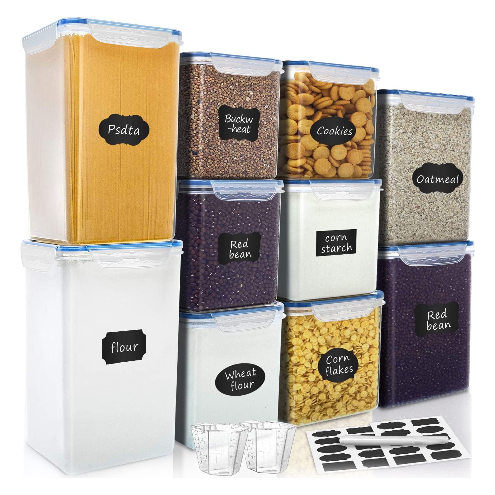 DHMHD  Large Tall Airtight Food Storage Containers 10 Pack Plastic Kitchen Pantry Organization Ideal for Flour Sugar and Dry Goods