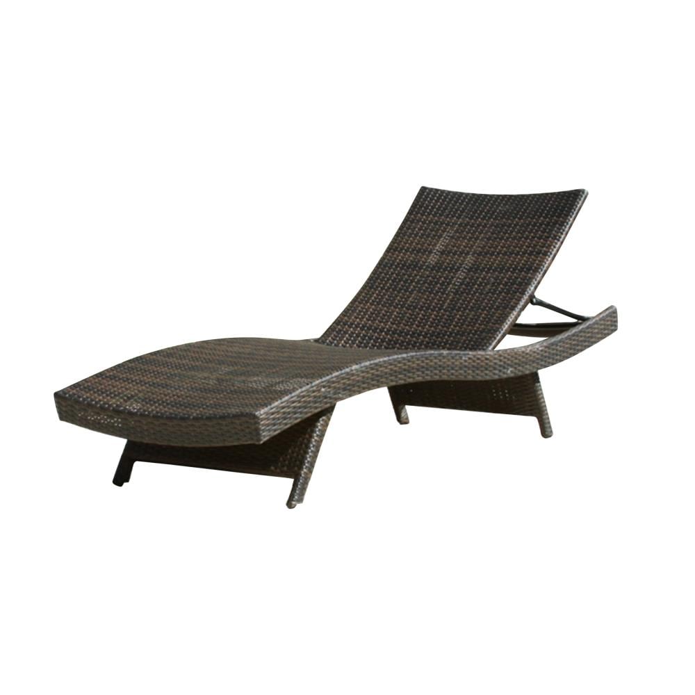 Best Selling Home Decor 234420 Salem Wicker Stackable Brown Iron Frame Stationary Chaise Lounge Chair with Woven Seat