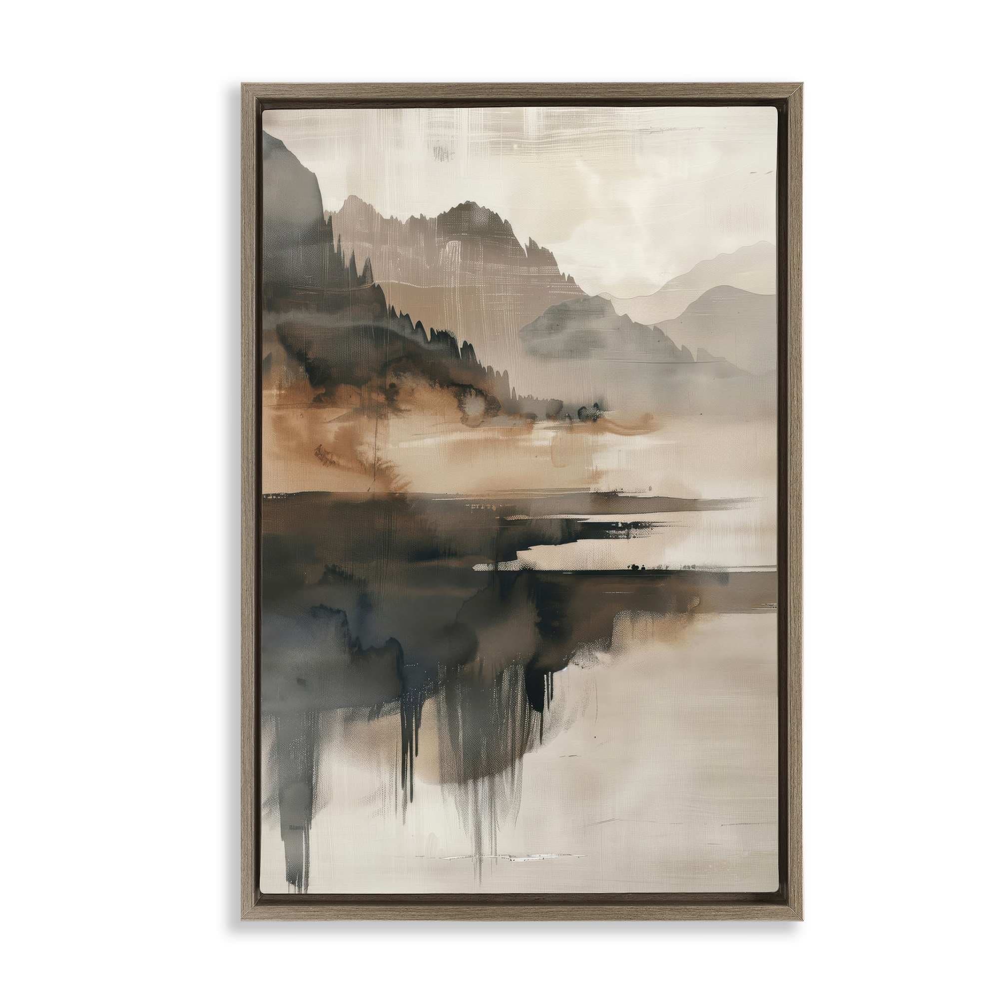 Stupell Industries BT-858-FFE-16X24 Layered Opaque Mountain Reflection Floating Frame design by LSR Creative Studio