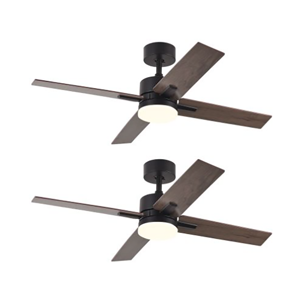 Sunrinx MG65-11-FSD 44-in Color-Changing Outdoor Black with Brown Blades Ceiling Fan With Light - Remote Included ( 4 -Blade )