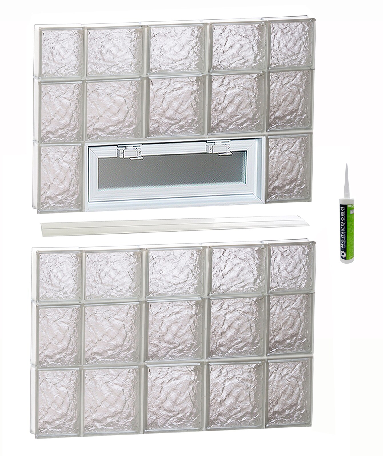 REDI2SET Ice Glass 34-3/4-in x 42-1/2-in Frameless Replacement Vented Glass Block Window #V3644IS