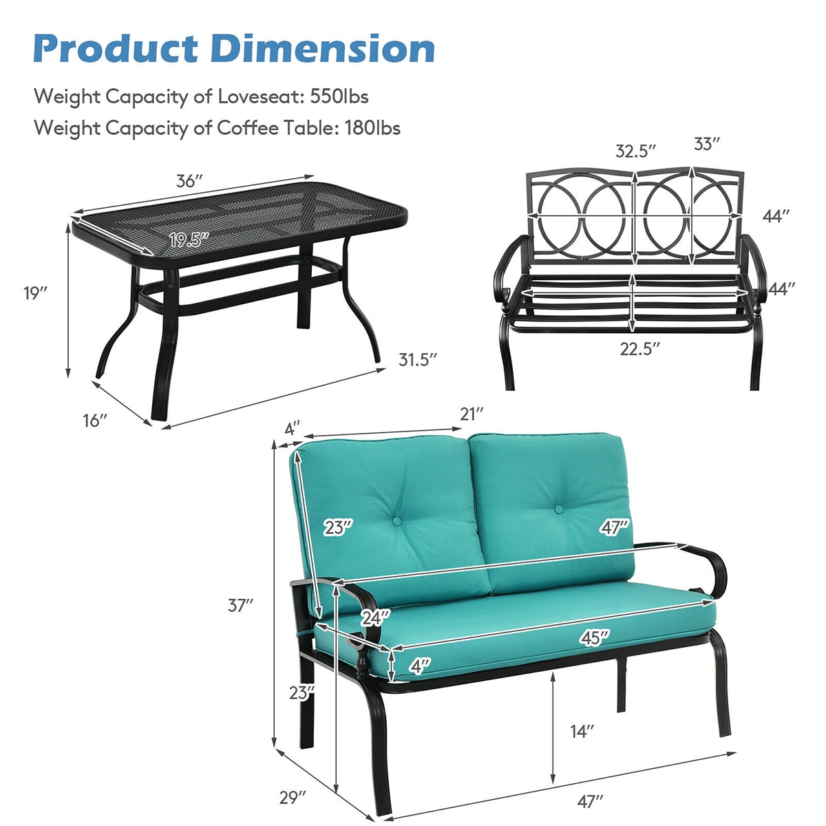 WELLFOR TDZN10179TU Patio-Sofas-Daybeds - View #8