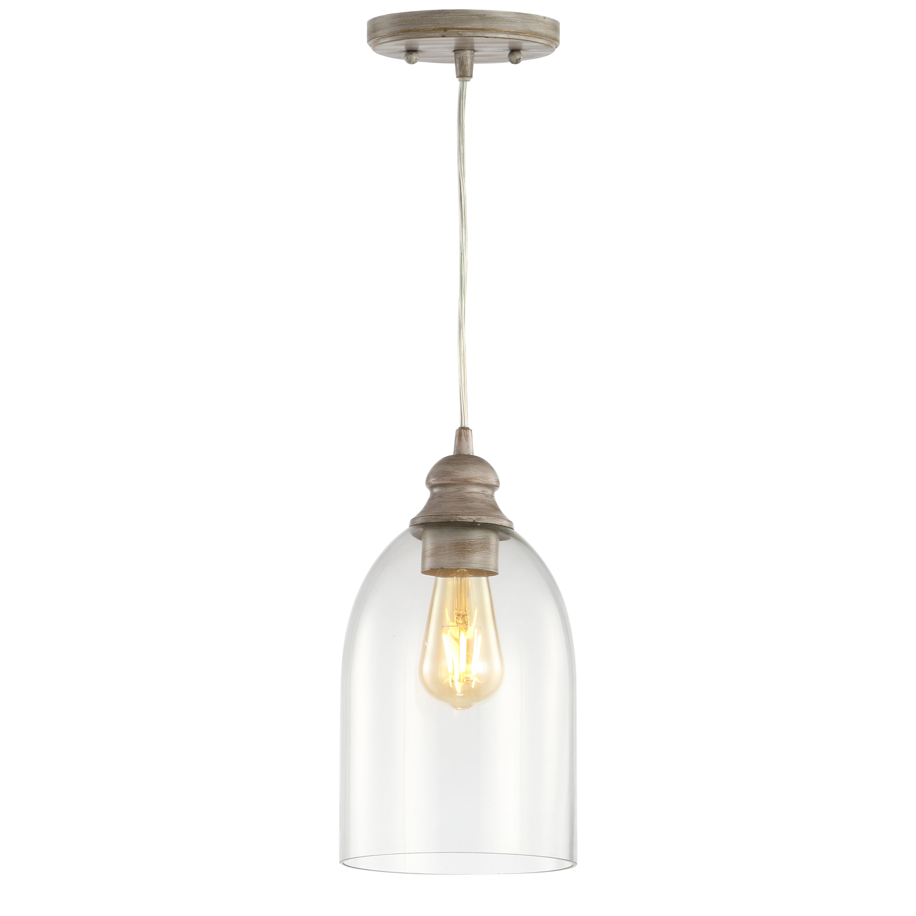 Fontaine 6.25" Adjustable Greige Glass LED Pendant Light
