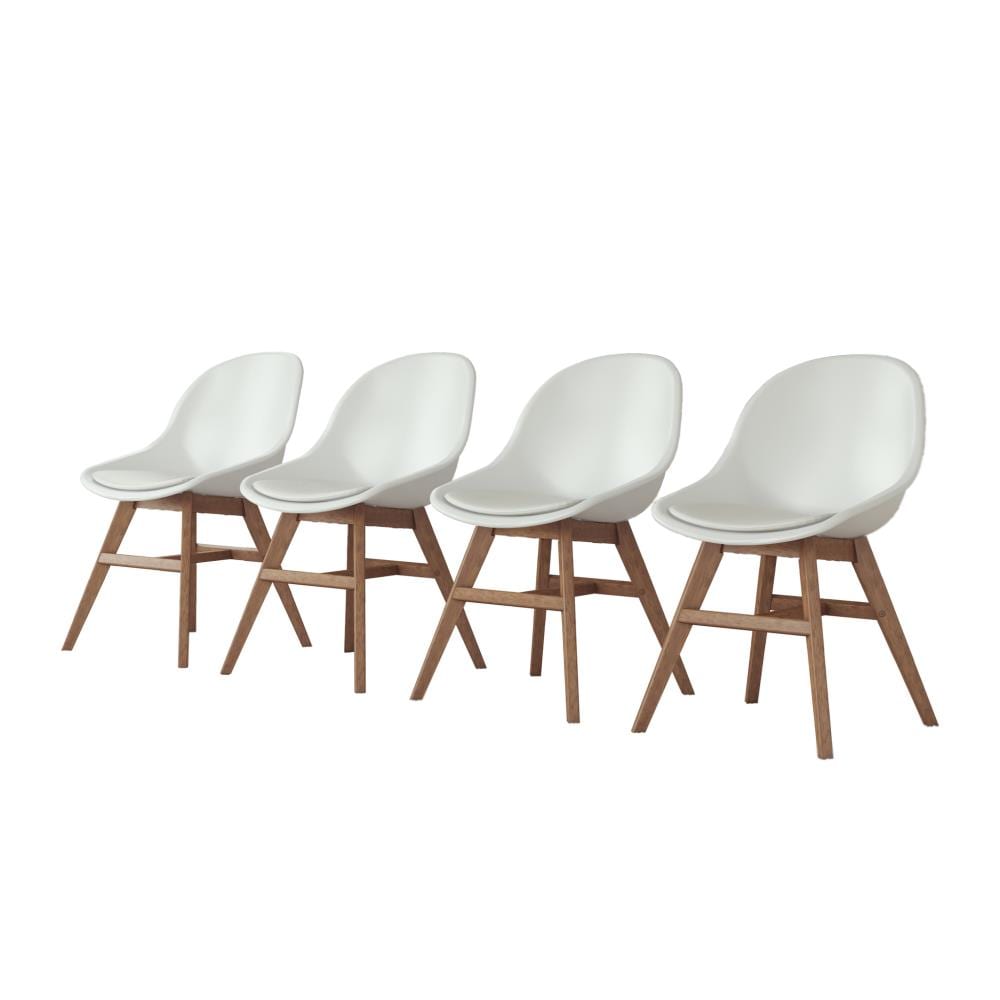 Set of 4 Midtown Concept Contemporary/Modern Dining Side Chair (Wood Frame) in White | - Amazonia 4CONCSIDEWHWHPAR