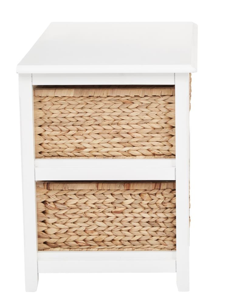 White Two-Tier Storage Unit with Natural Baskets