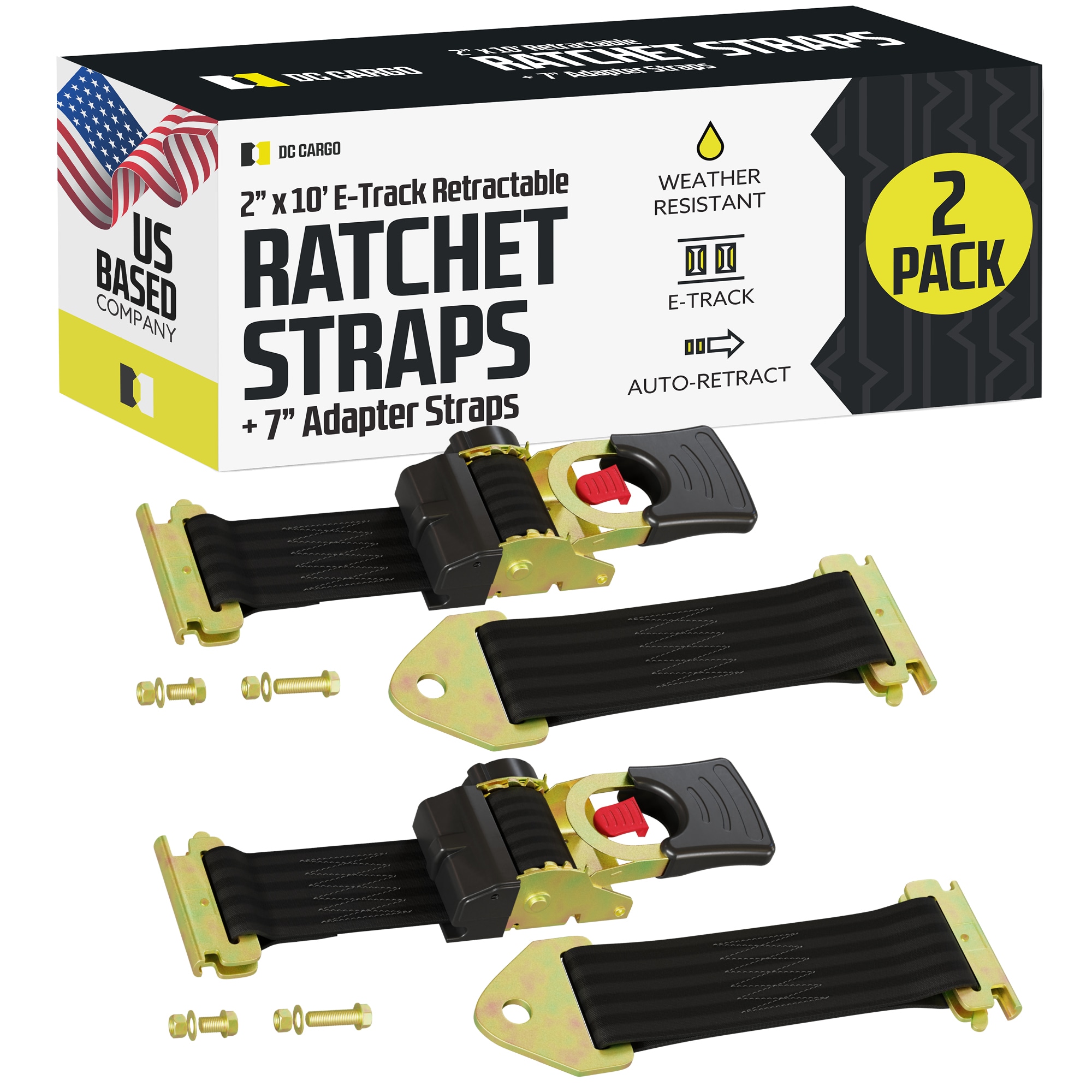 DC Cargo 2-in x 10-ft Retractable Tie Down with E-track 3000-lb Break Strength (2-Pack) #210RRET-2