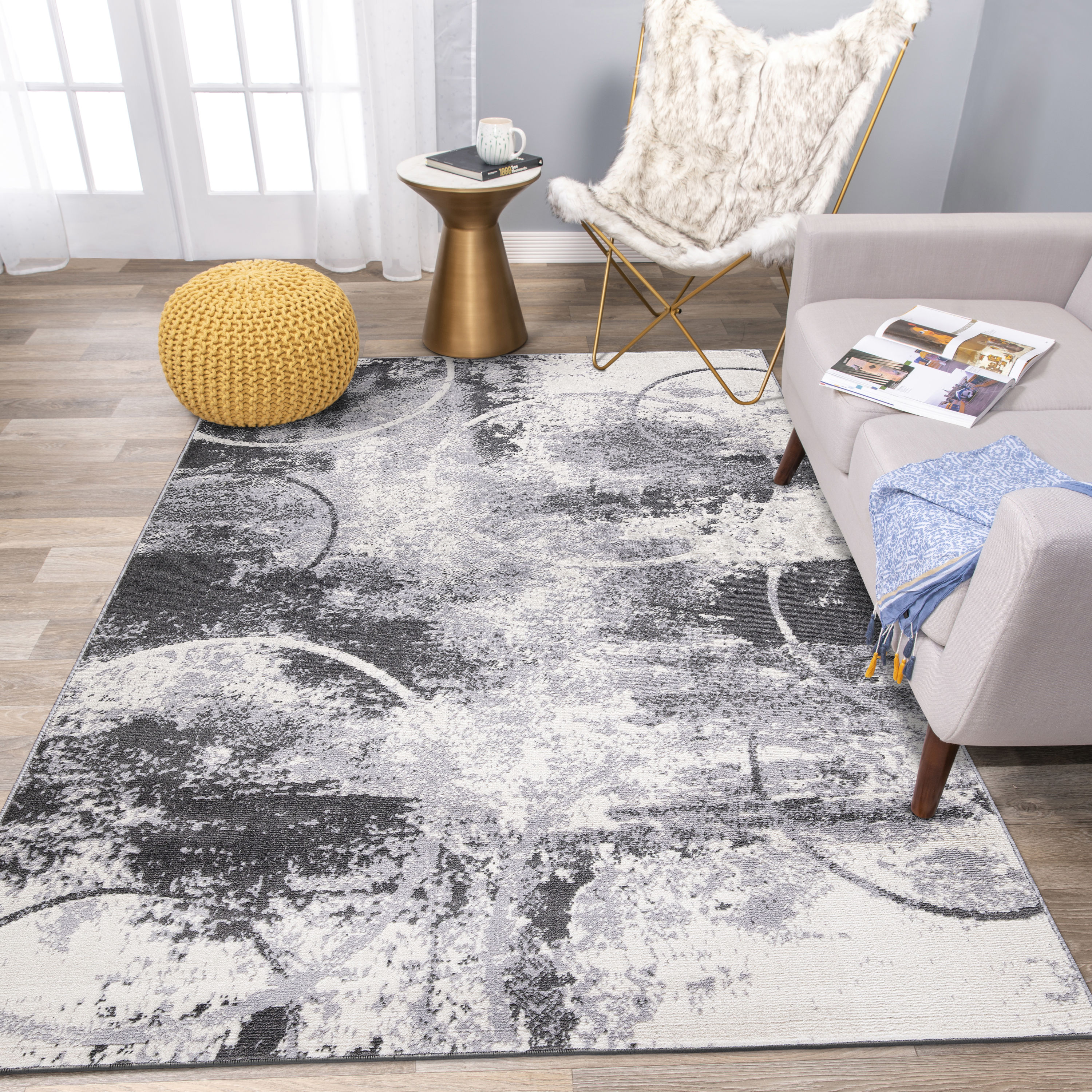 World Rug Gallery 6015GRAY5X7 Fresno 5 X 7 (ft) Gray Indoor Abstract Mid-century Modern Area Rug