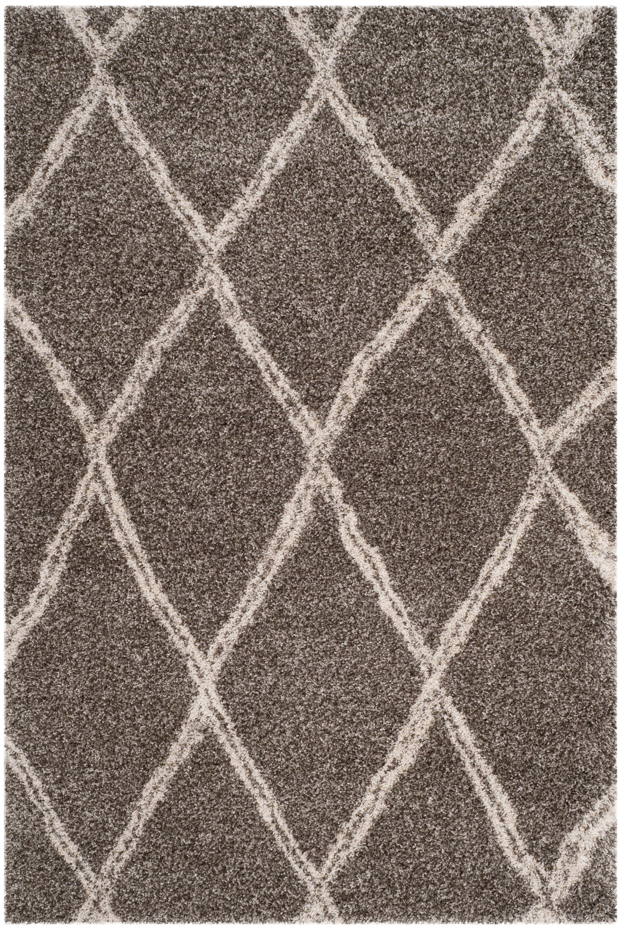 Safavieh SGH329B-6 Hudson Madison Shag 6 x 9 (ft) Loomed Polypropylene Gray/Ivory Rectangular Indoor Trellis Area rug