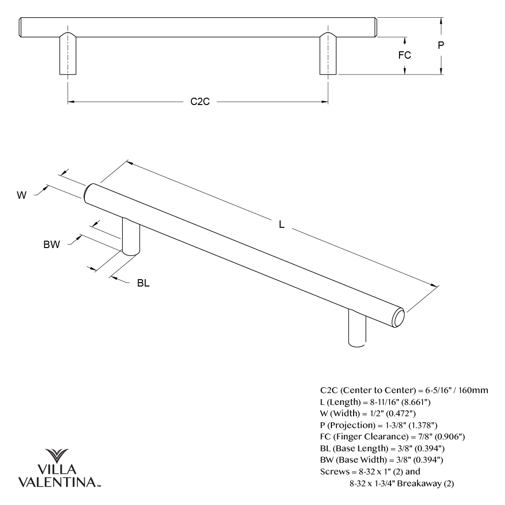 Villa Valentina VV14160CBZ Cabinet-Pulls - View #5