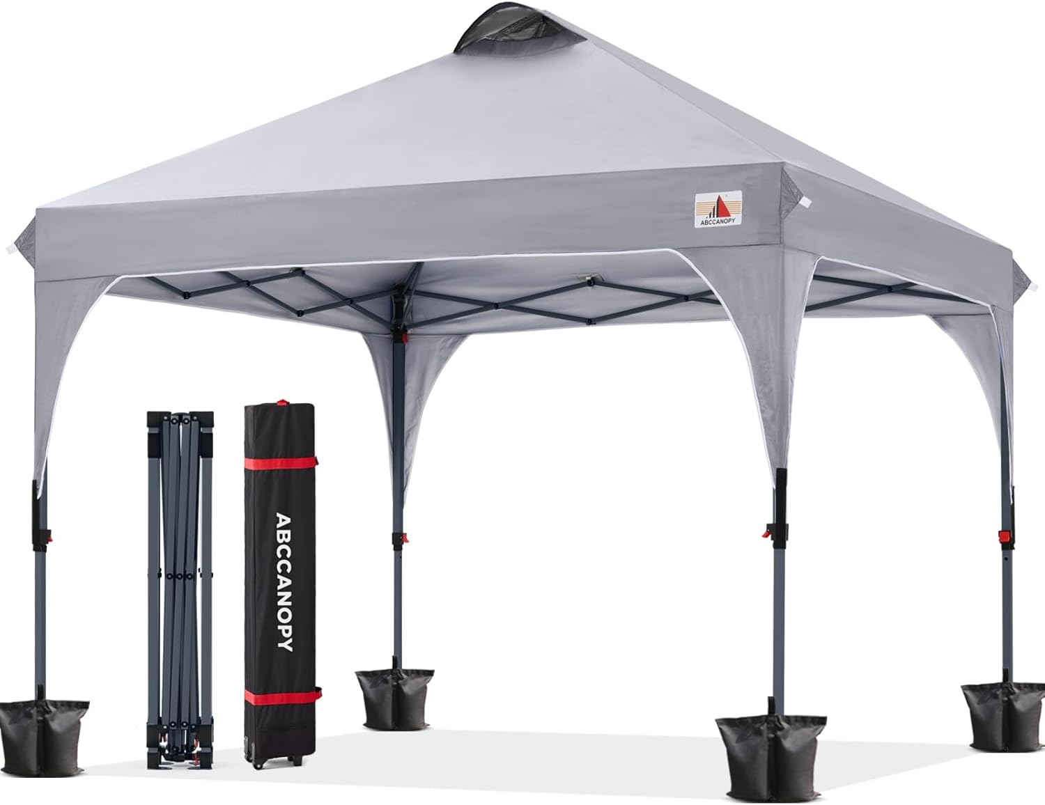 ABCCANOPY ABC-7H7W9-SSR Outdoor Pop up Canopy Tent 10x10 Instant Portable Canopy for Camping Beach Backyard Gray