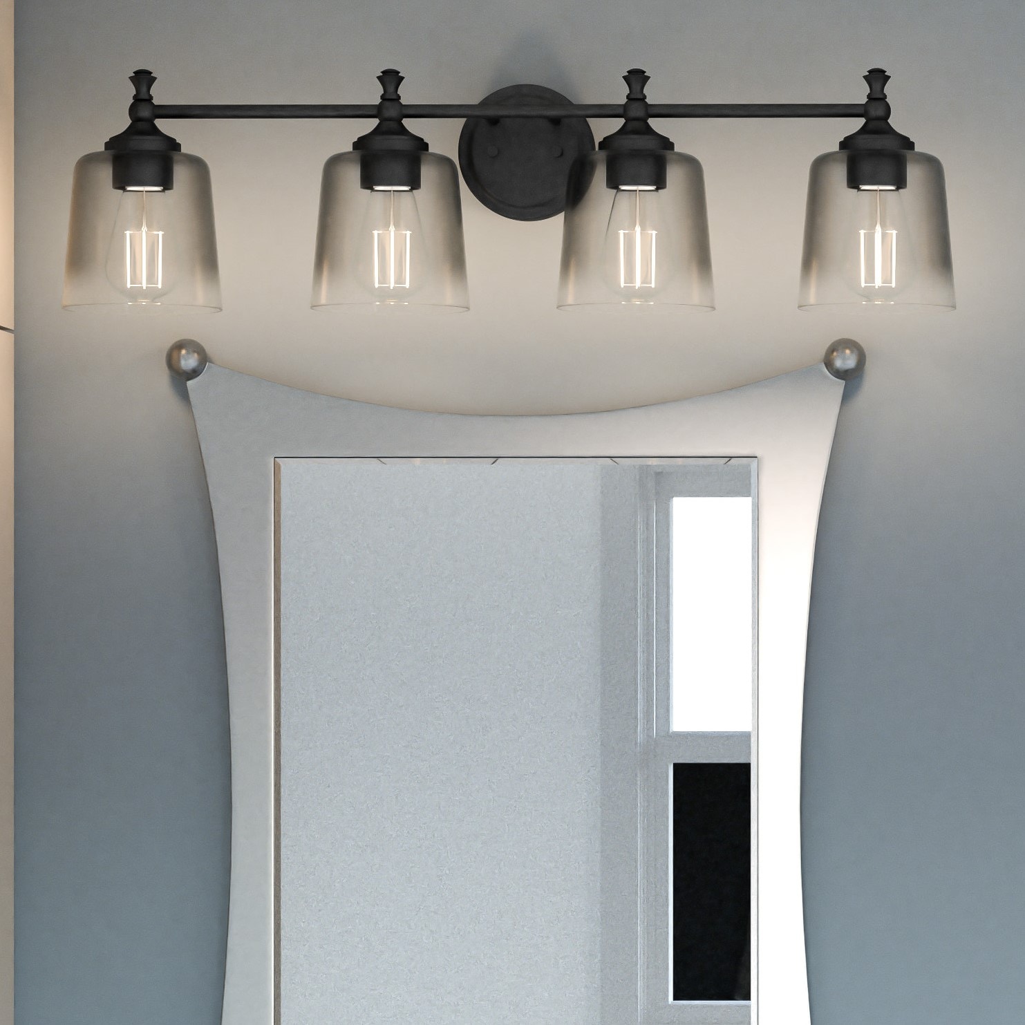 Quoizel JEN8631MBK Jenson 30.75-in 4 -Light Matte Black Transitional Vanity light