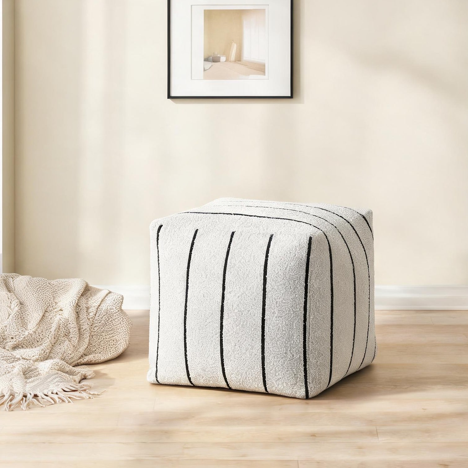chillscreamni - Ottoman combining Modern Seating ottoman and 16 in with Off-White+Black Fabric an...