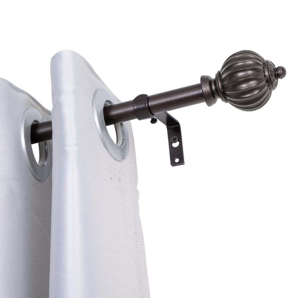 Utopia Alley D48RB 86-in to 120-in Oil Rubbed Bronze Iron Single curtain rod with Finials