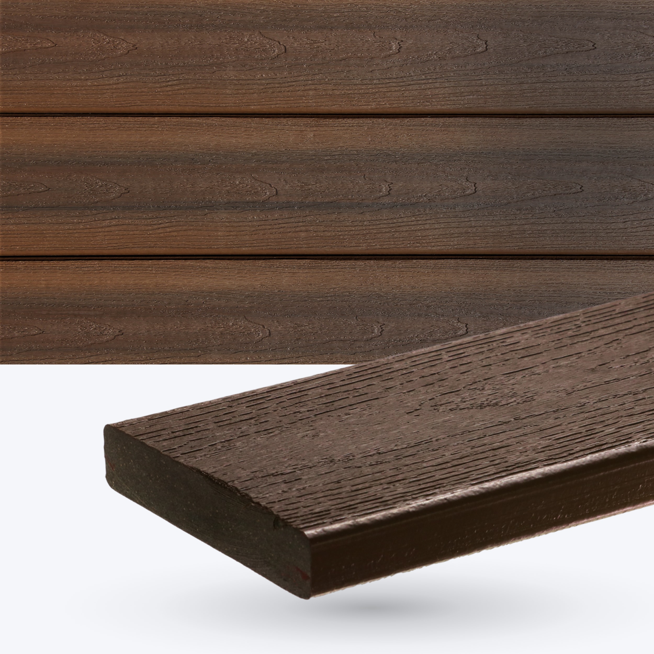 DuxxBak DX-O-144DM-SE Optima Dekk 1-in x 6-in x 12-ft Dark Mahogany Square Composite Deck board