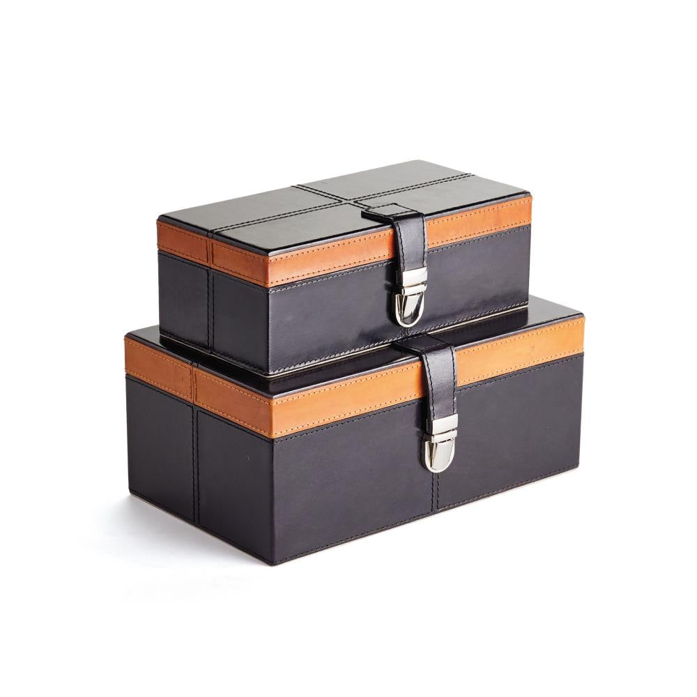 GO Home 2-Pack Black Mdf/Leather/Brass Modern Decorative Box in the  Decorative Accessories department at