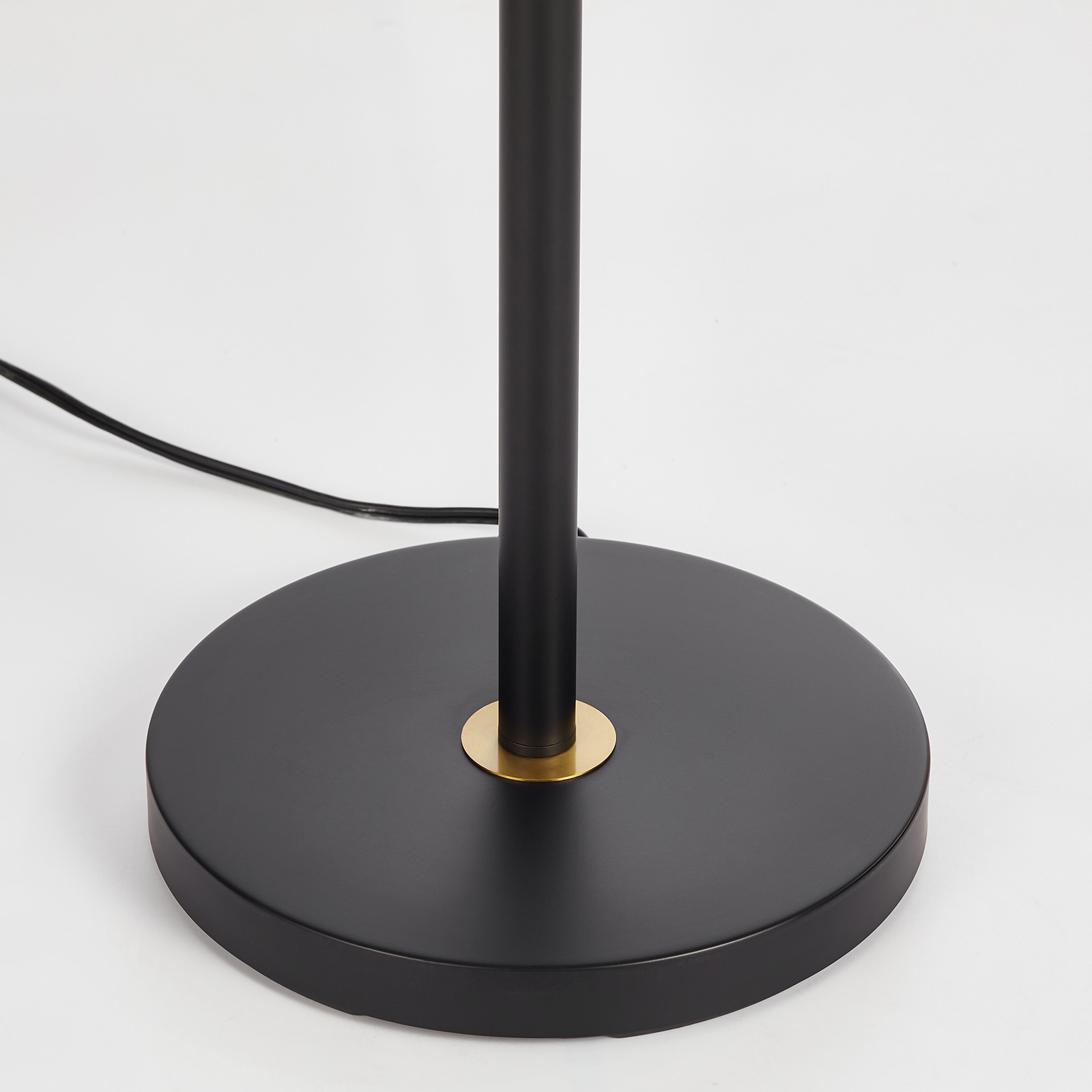 KAWOTI Equitte 64.5-in Black and Brass Shaded Floor Lamp 21009 at Lowes.com