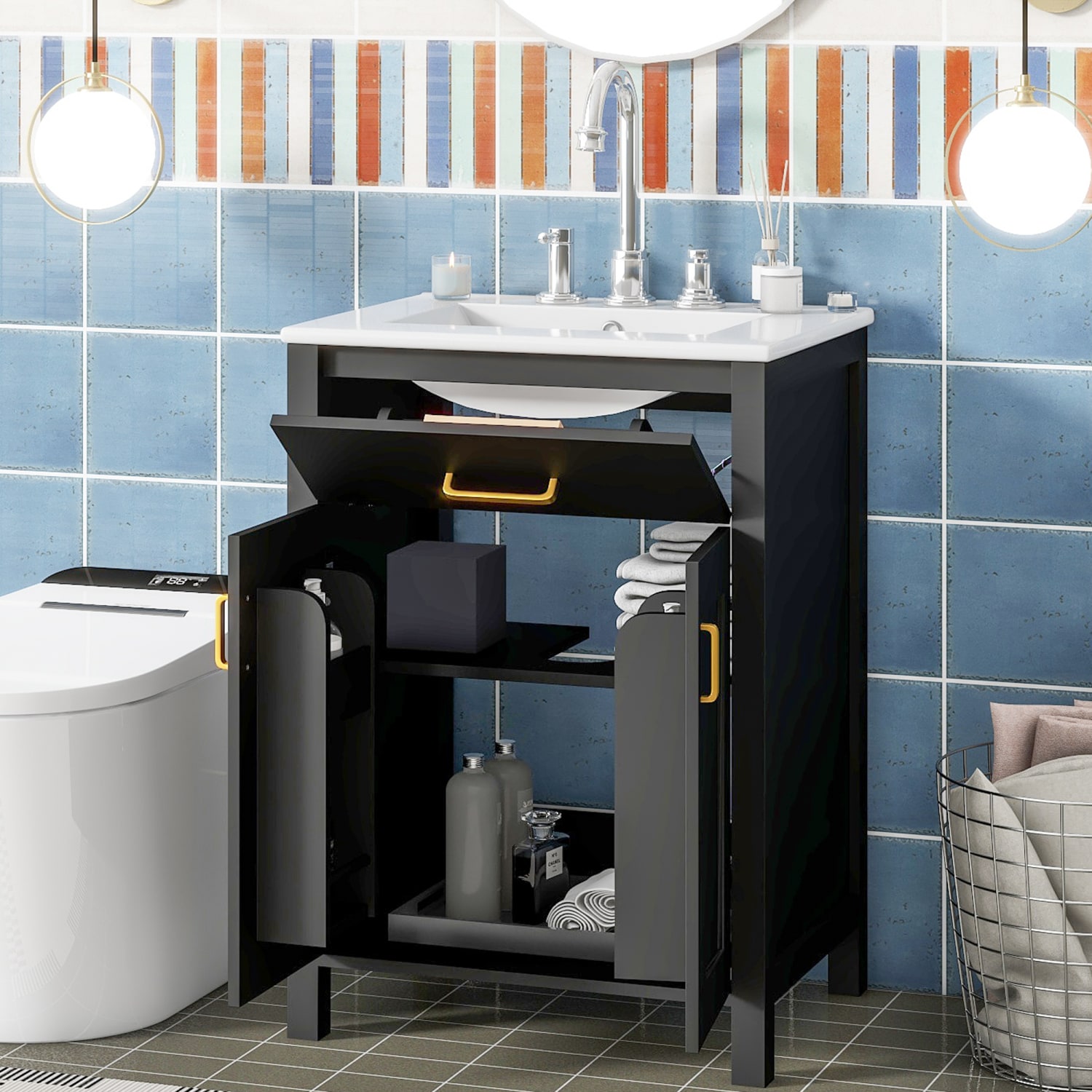 Streamdale Furniture Streamdale 24'' Bathroom Vanity Combo with Ceramic Sink