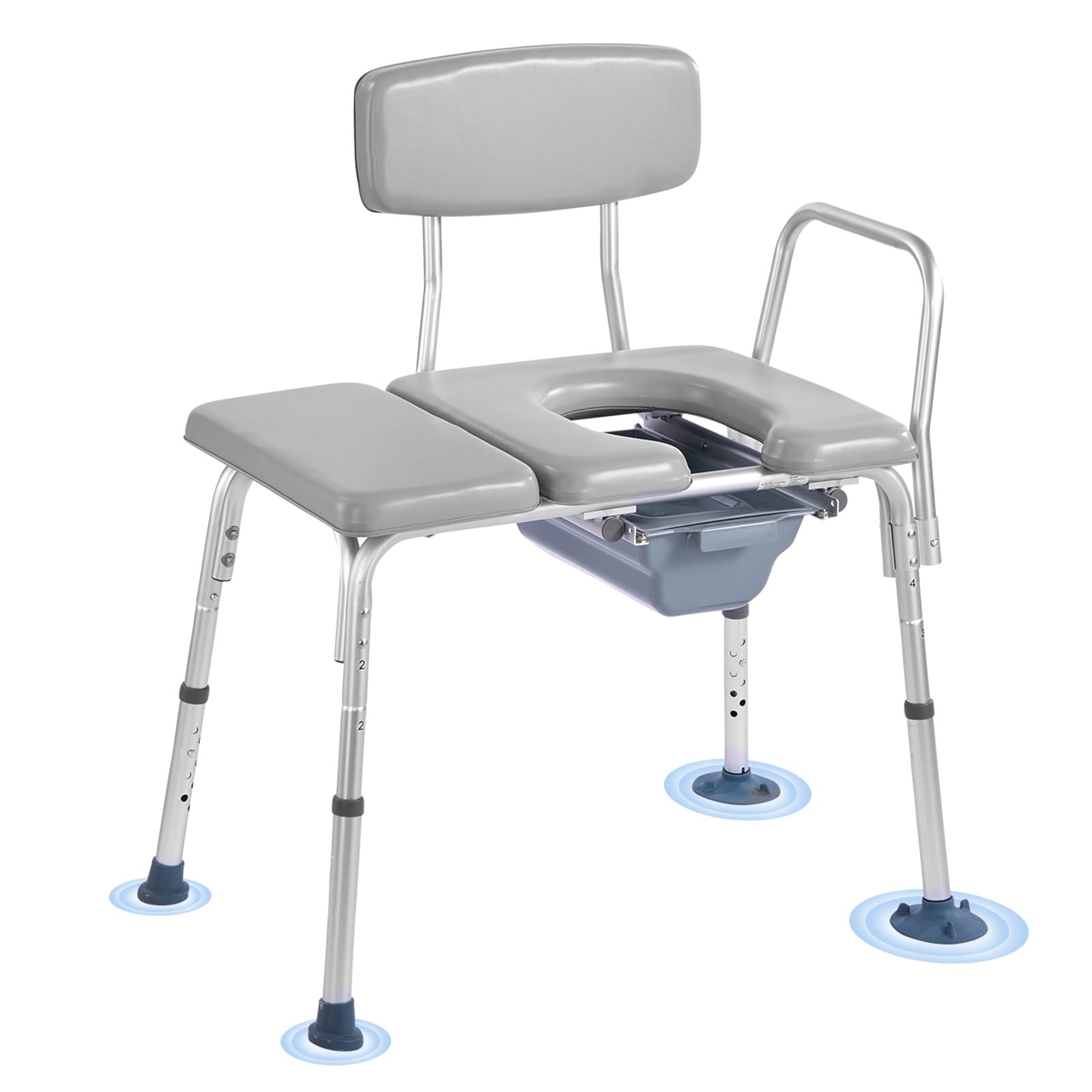 VEVOR - Bedside Commode Chair 500 lbs Weight Capacity 4-in-1 Portable Toilet and Raised Toilet ...