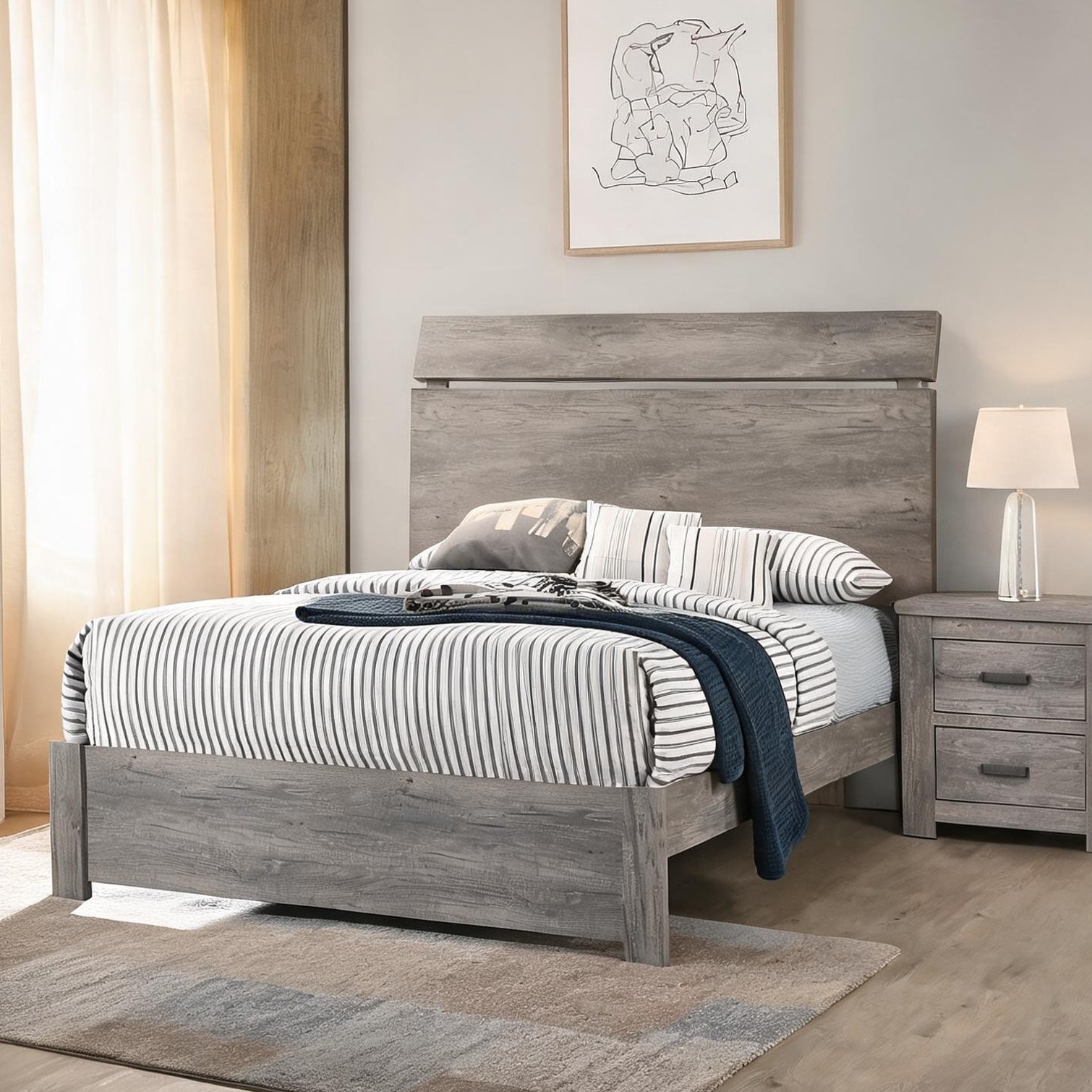 Simple Style Frame Naturefalls Eastern King Size Bed Frame with Simple Headboard Classic ...