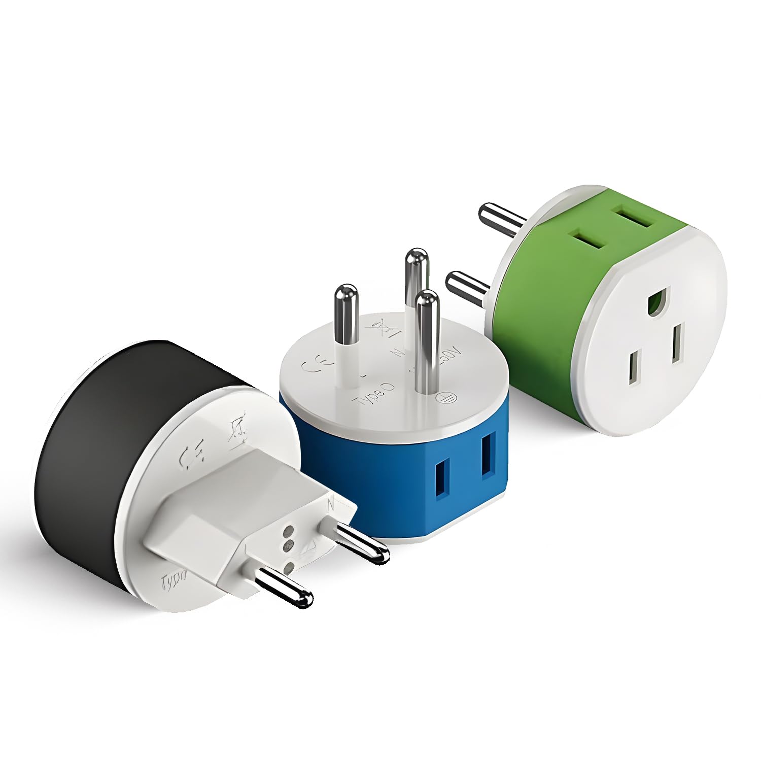 LENCENT Thailand Travel Power Plug Adapter 3 Pack with 2 USA Inputs - 2 Type O and 1 Type C Grounded Adapters for Cell Phones Laptops Cameras and CPAP Devices