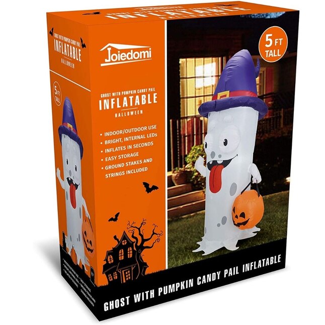 Joiedomi 5-ft Pre-Lit Ghost Inflatable Greeter in the Outdoor Halloween ...