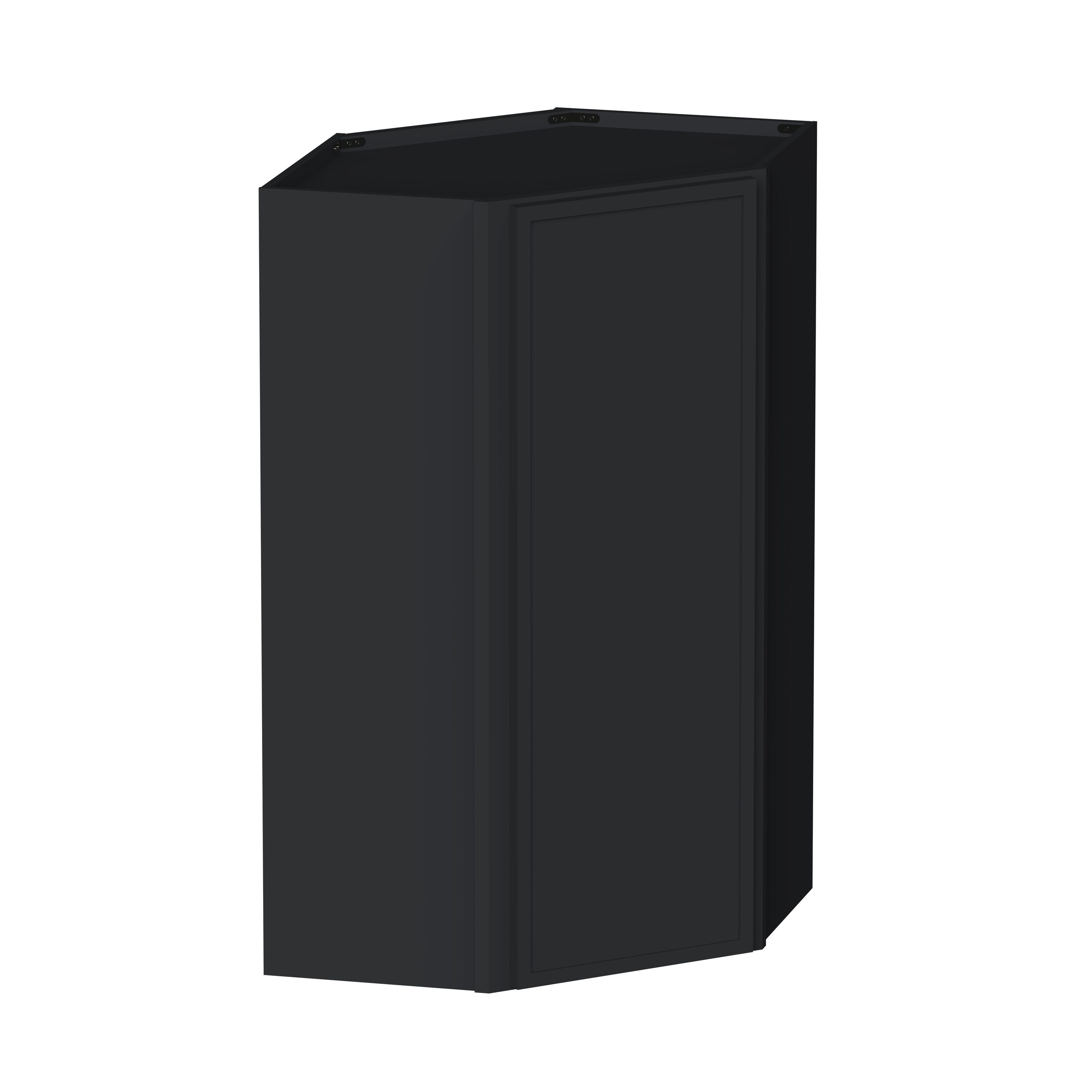 Boyel Living 24-in W x 42-in H x 12-in D Black Shaker Ready-to-Assemble Kitchen Diagonal Corner Wall Cabinet with Soft-Close Hardware #BL-WDC244212SSE