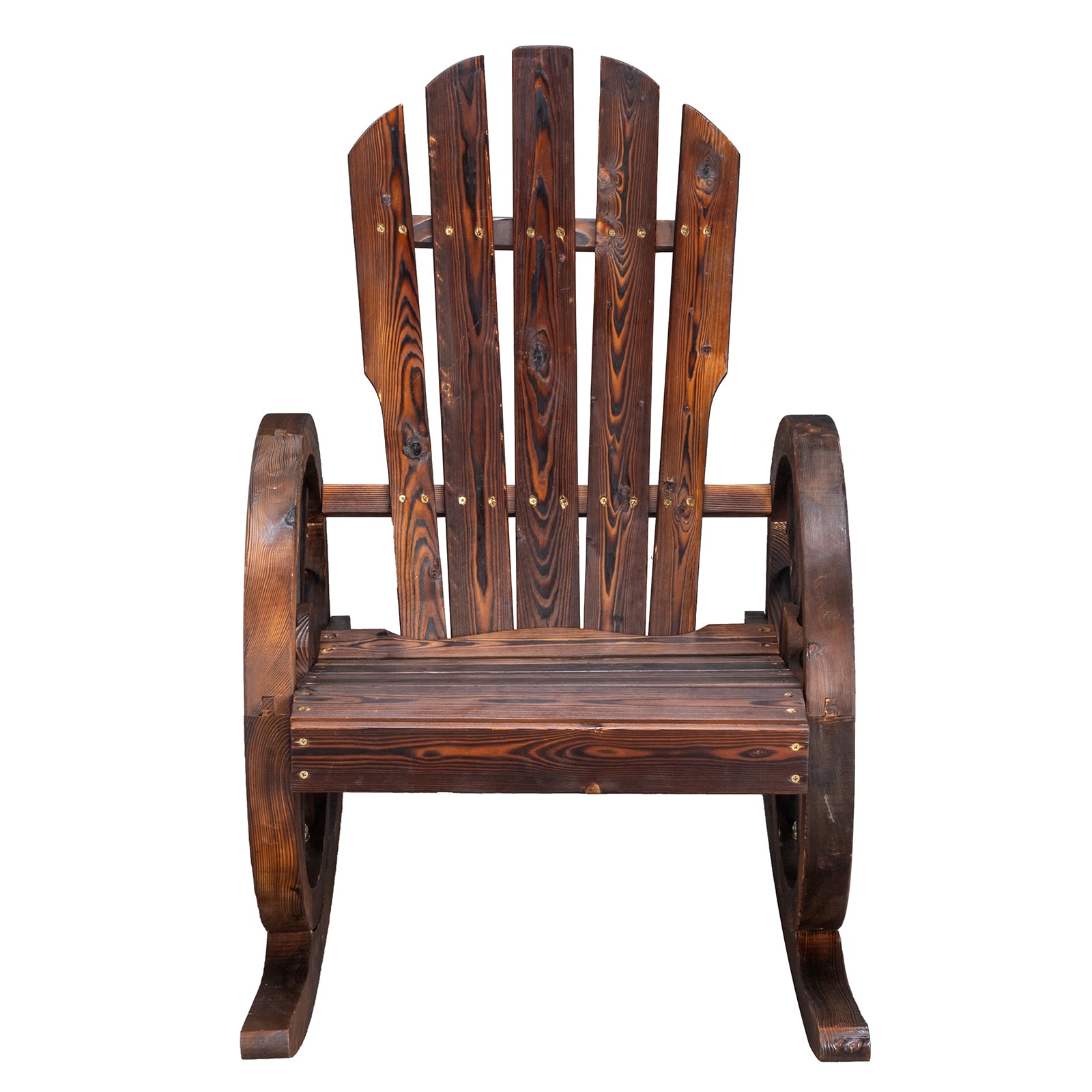 Winado 407093728024 Patio Chairs Carbonized Wood Frame Rocking Chair with Slat Seat