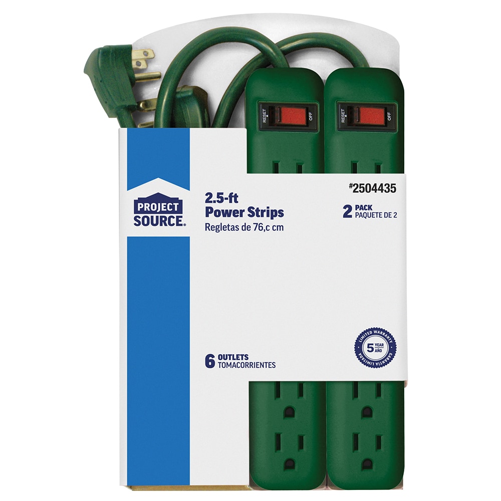 Utilitech HLPBGNS2P 2-1/2-ft 2 -Pack 6 -Outlet Indoor Green Power Strip
