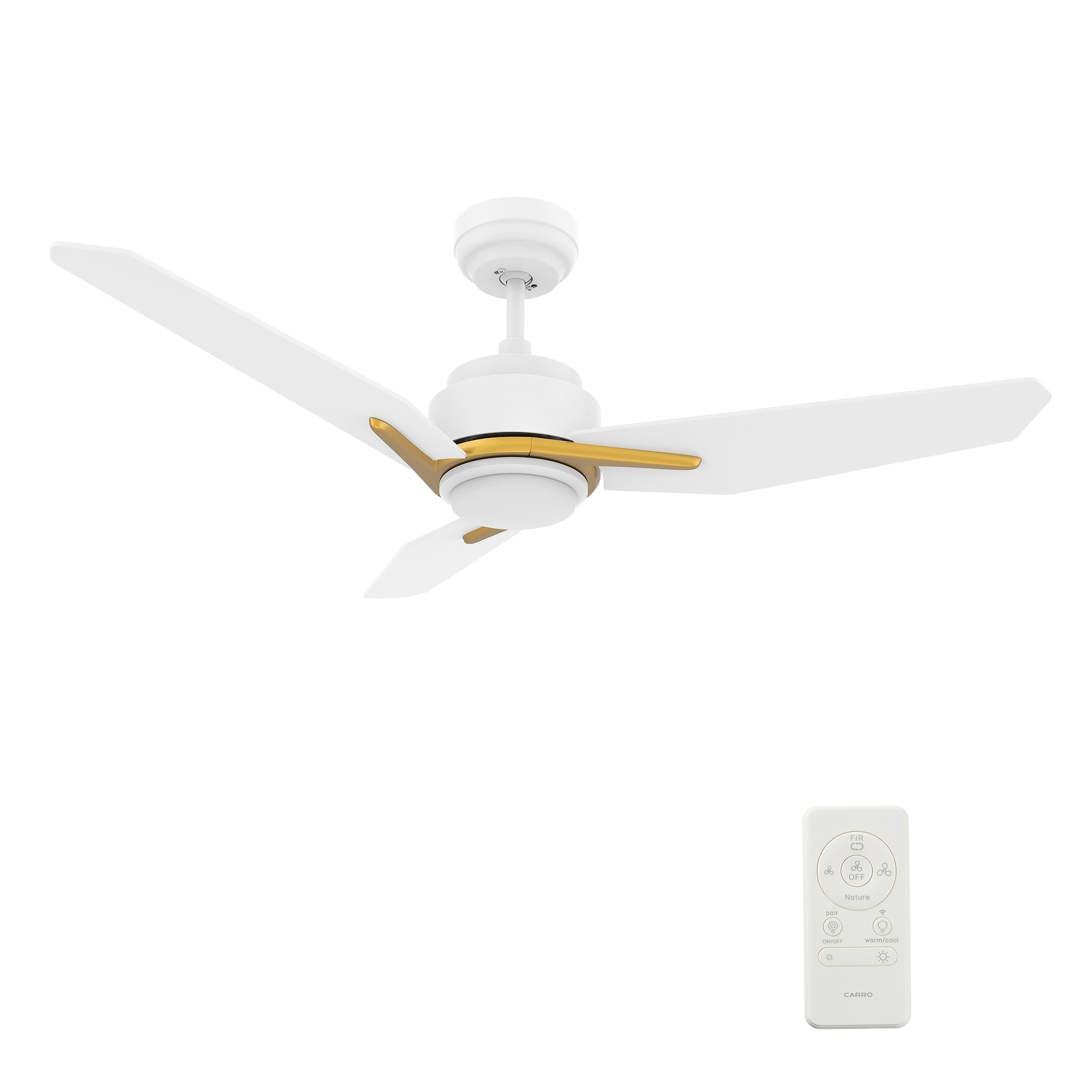CARRO USA LS483J3-L11-W1-1G Tilbury 48-in Integrated LED Outdoor Smart White with White Blades Ceiling Fan With Light - Remote Included ( 3 -Blade )