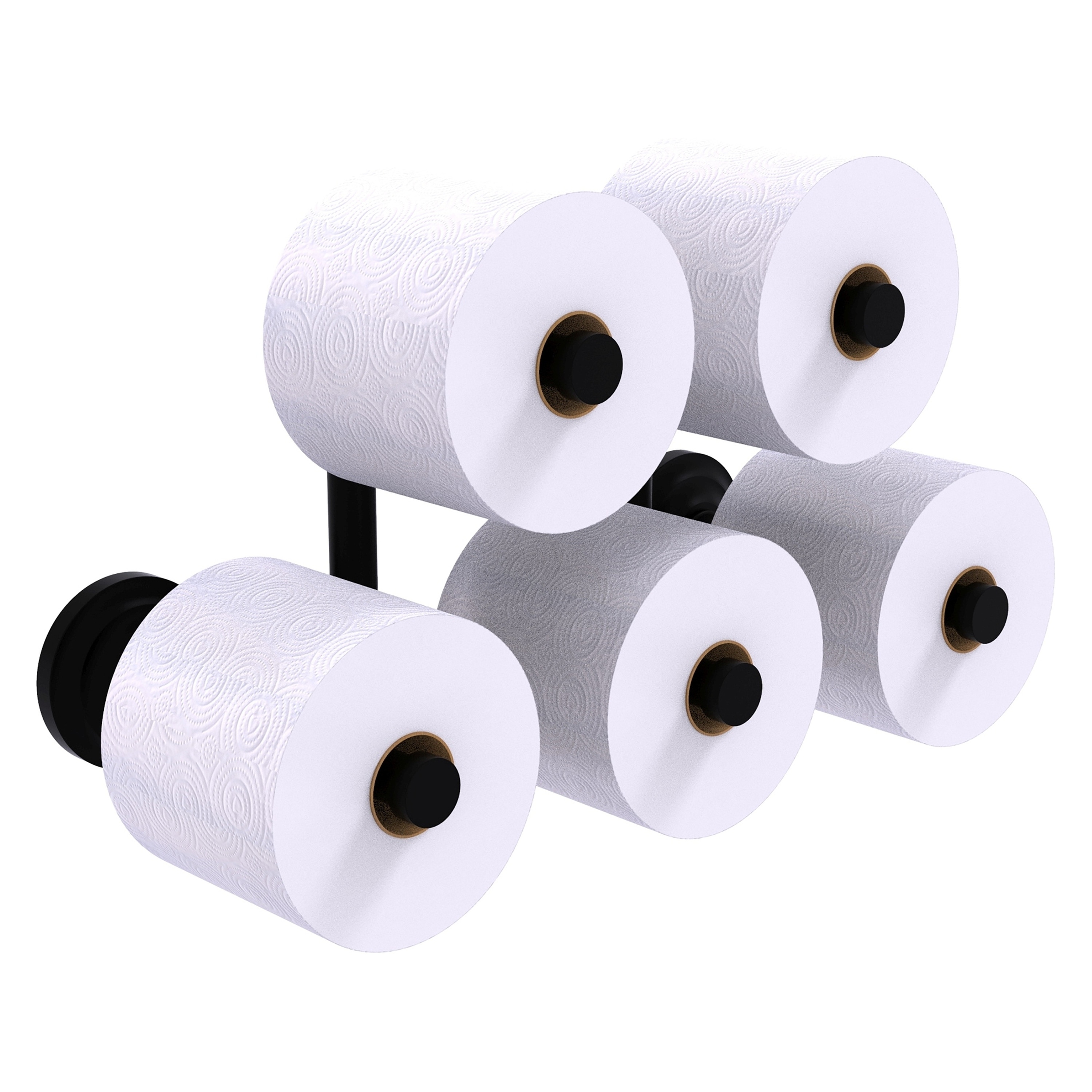 Allied Brass QN-24-5-BKM Que New Matte Black Wall mount Double post Toilet Paper Holder 5 -Rolls with Storage