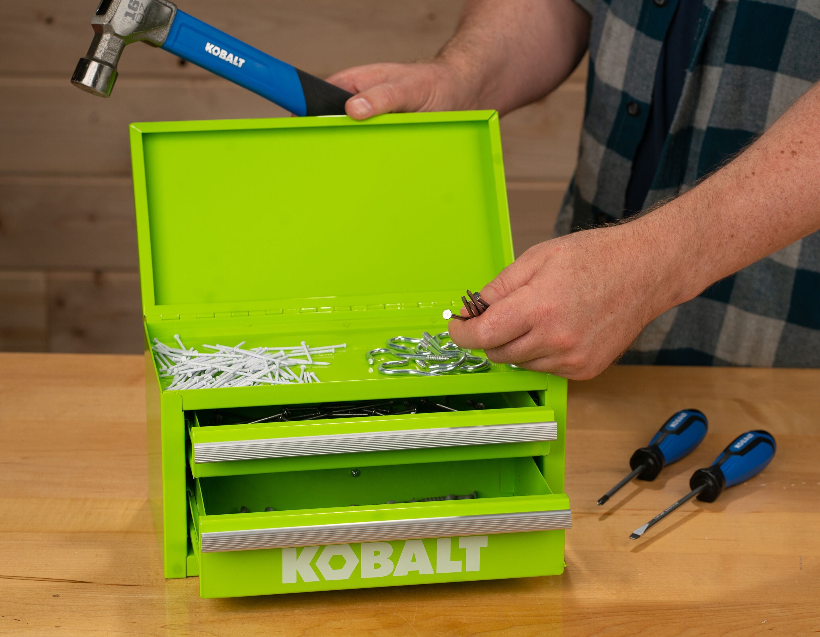 Kobalt Mini 10.83in Friction 2Drawer Red Steel Tool Box in the