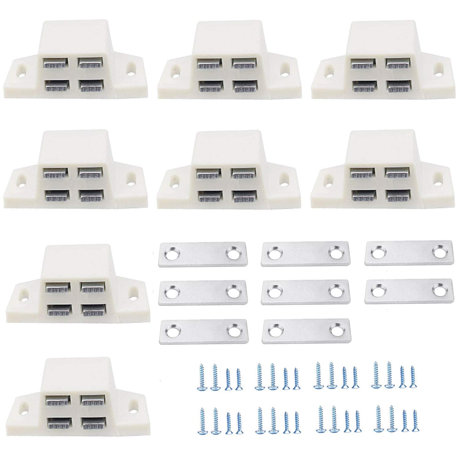 Phyfalip 8 Pack Magnetic Cabinet Catch Heavy Duty Stainless Steel Door Latch with Mounting Screws for Cupboard Closet Dresser and Furniture #LPF0628P029