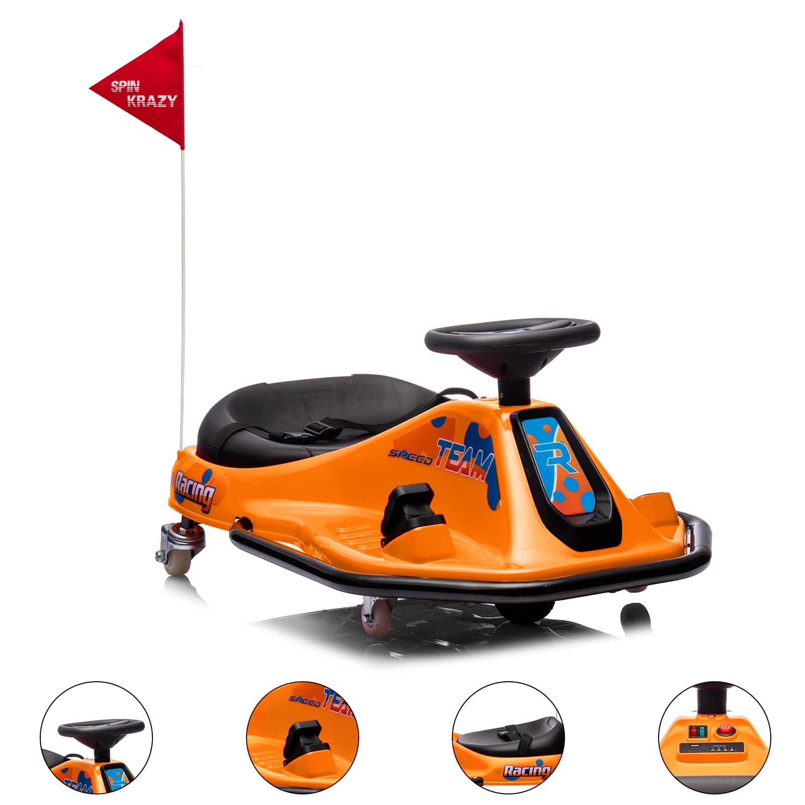 Qeetex TOYPTO0Z44JN8N 24V Electric Go Kart For Kids With 7Ah Battery Drifting System 360 Degree Rotation Variable Speed And Rechargeable Battery Orange