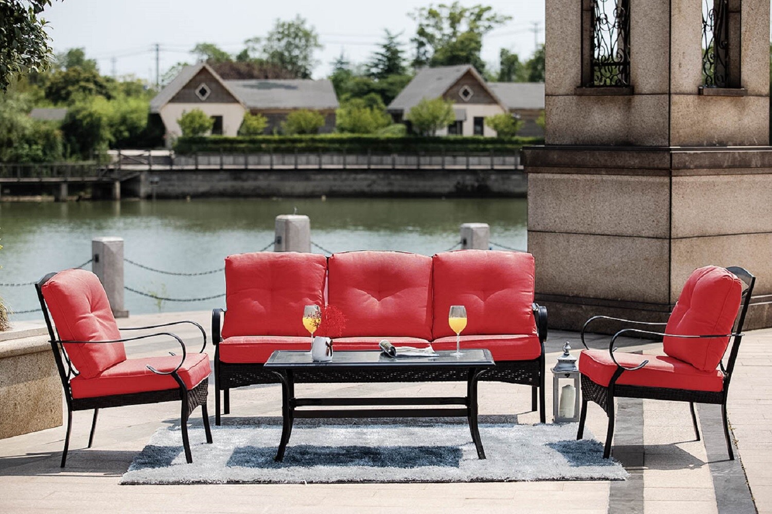 Moda Furnishings MD-MOS-2023-R Patio-Conversation-Sets - View #2