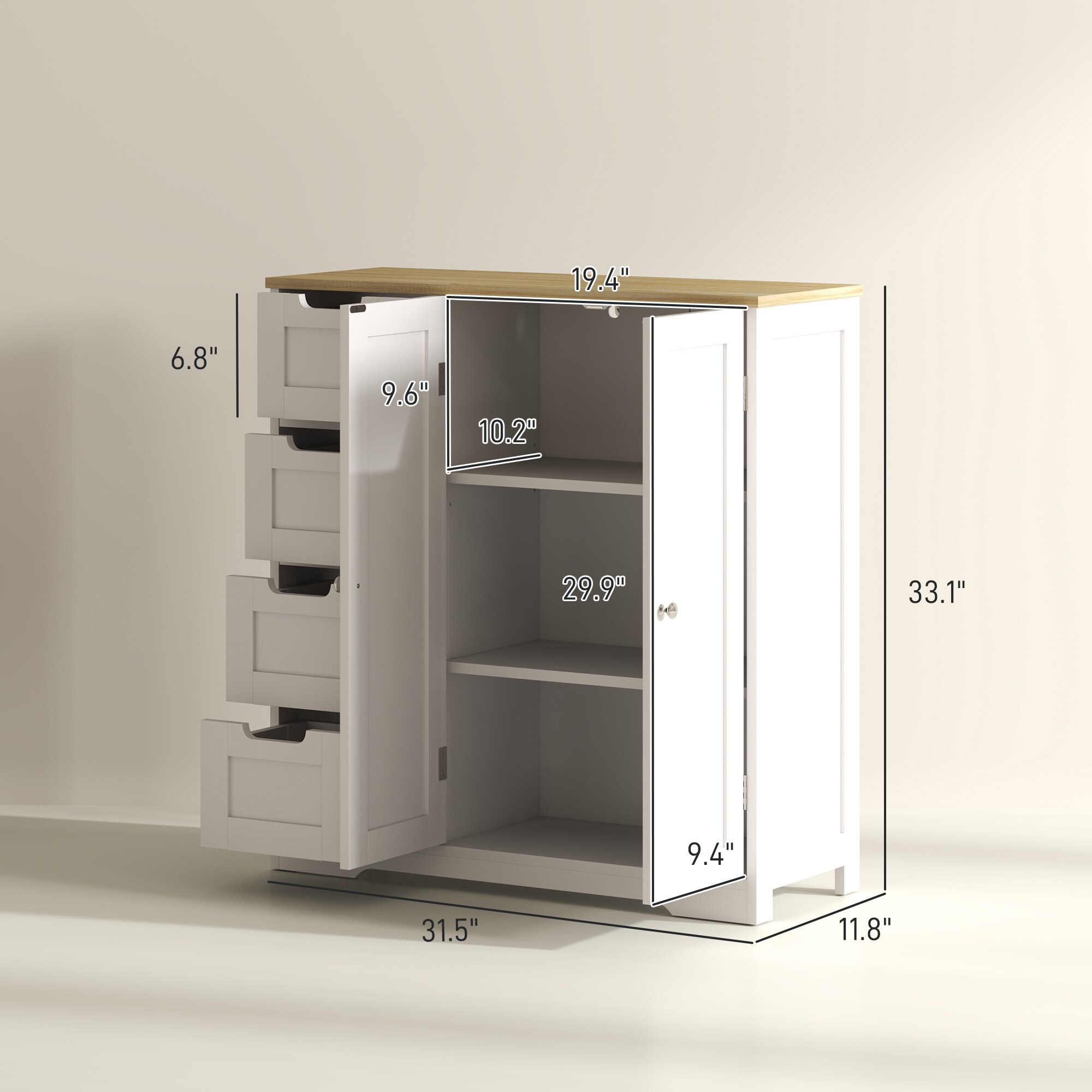 HomCom 834-727V80WT Linen-Cabinets - View #3