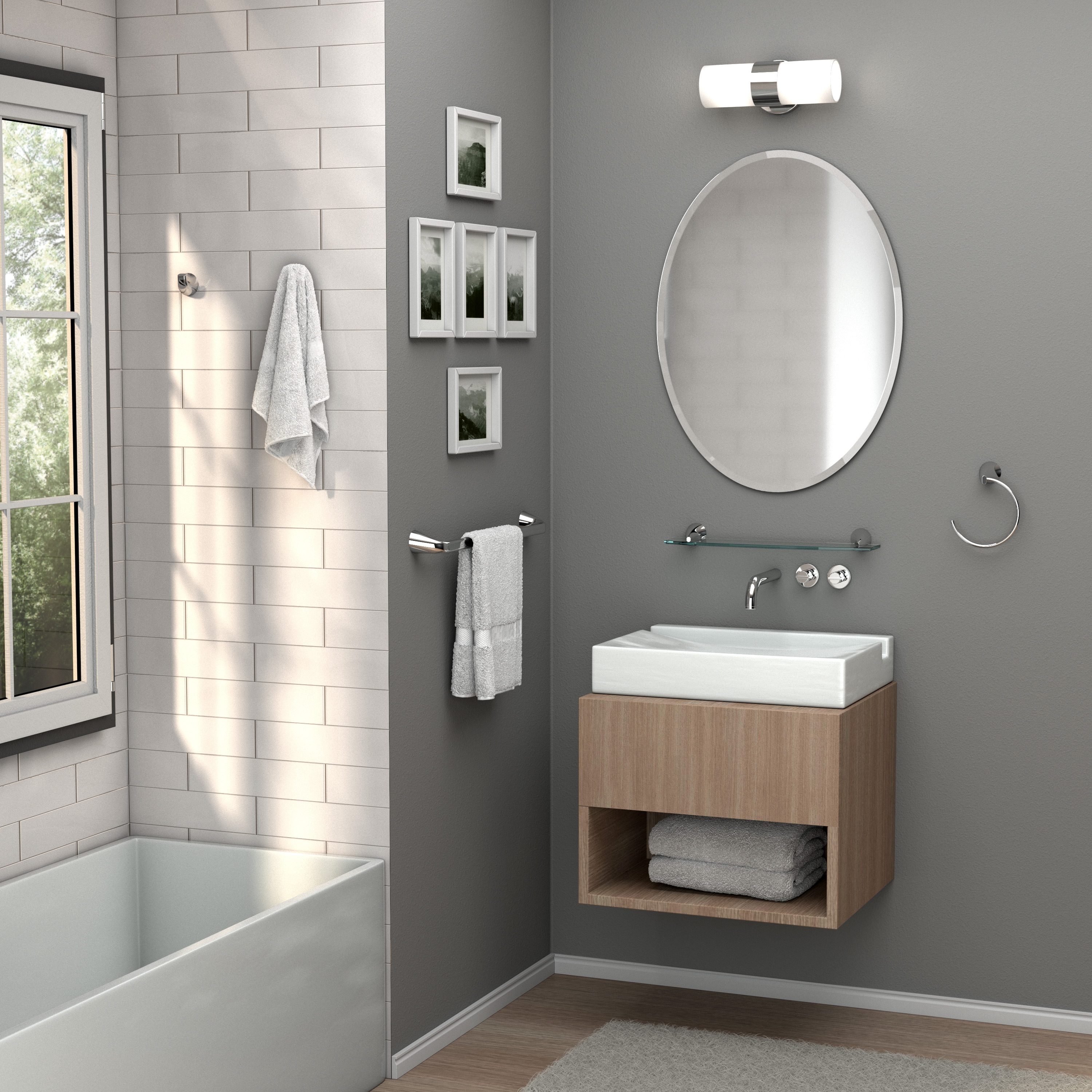 Flush Mount Frameless Beveled Oval Bathroom Vanity Mirror