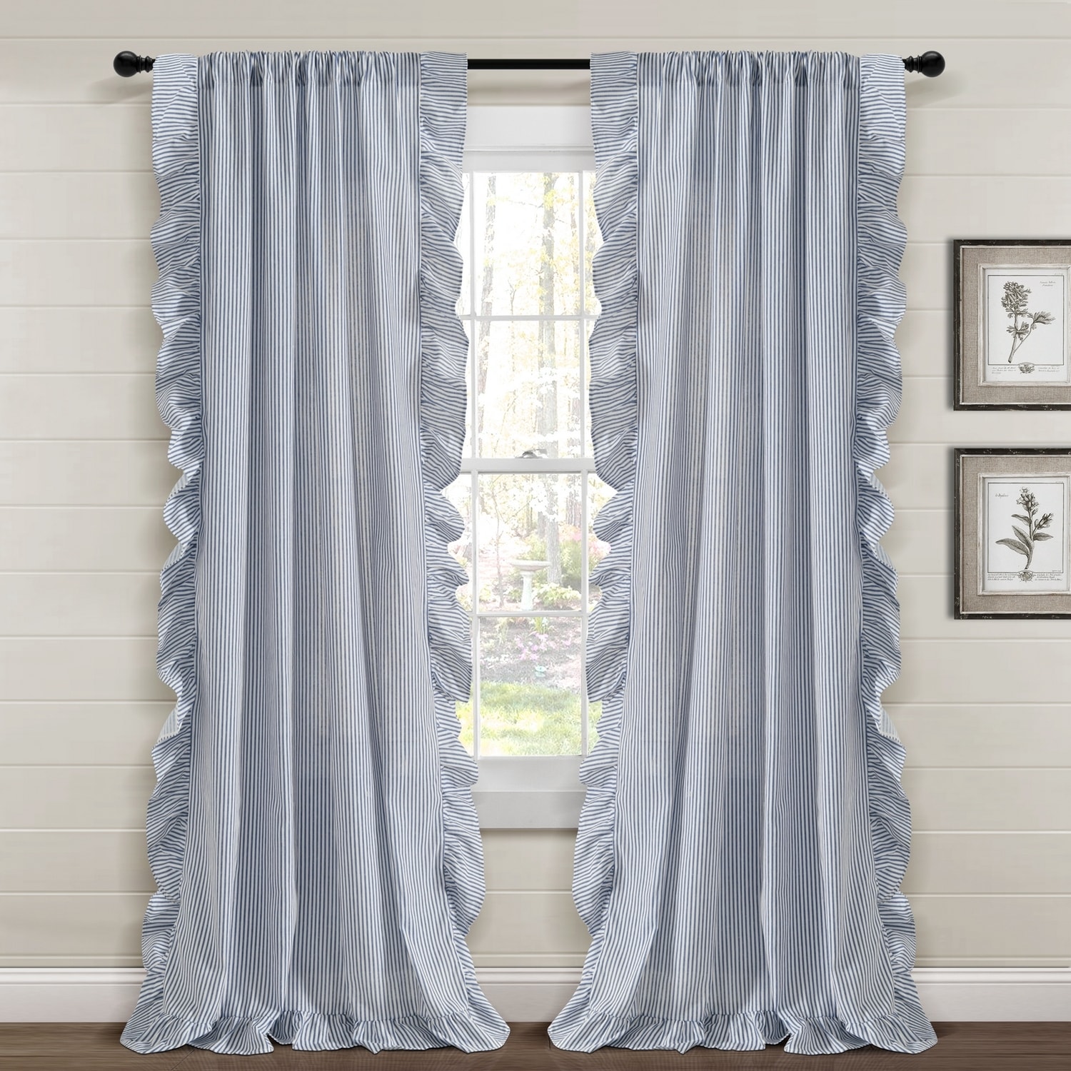 Lush Decor 16T003090 84-Inches Navy Rod pocket Curtain panel pair