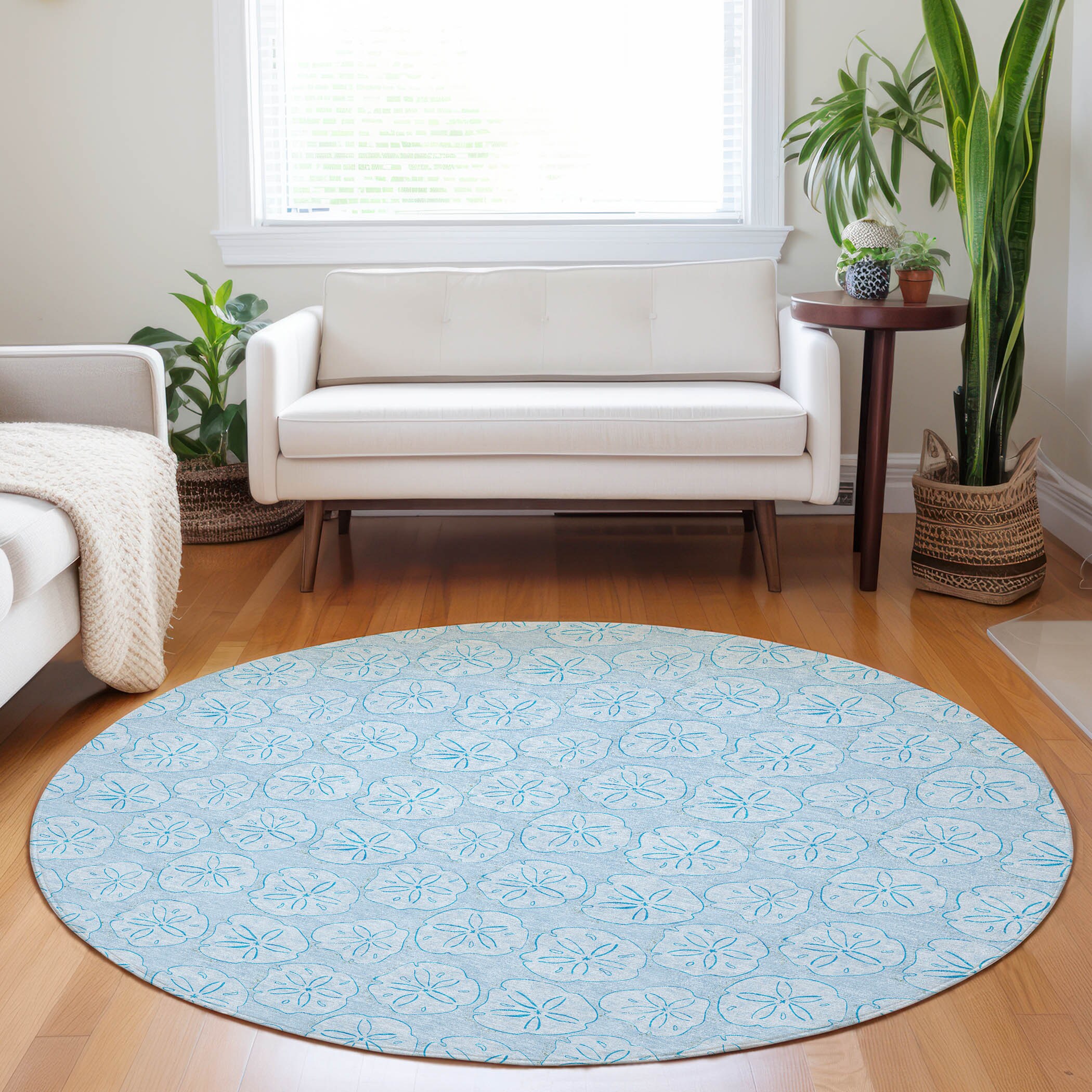 Addison Rugs AMF189BL8RO Mayfield AMF189BL 8 x 8 (ft) Loomed Polyester Blue Round Indoor Geometric Machine washable Area rug