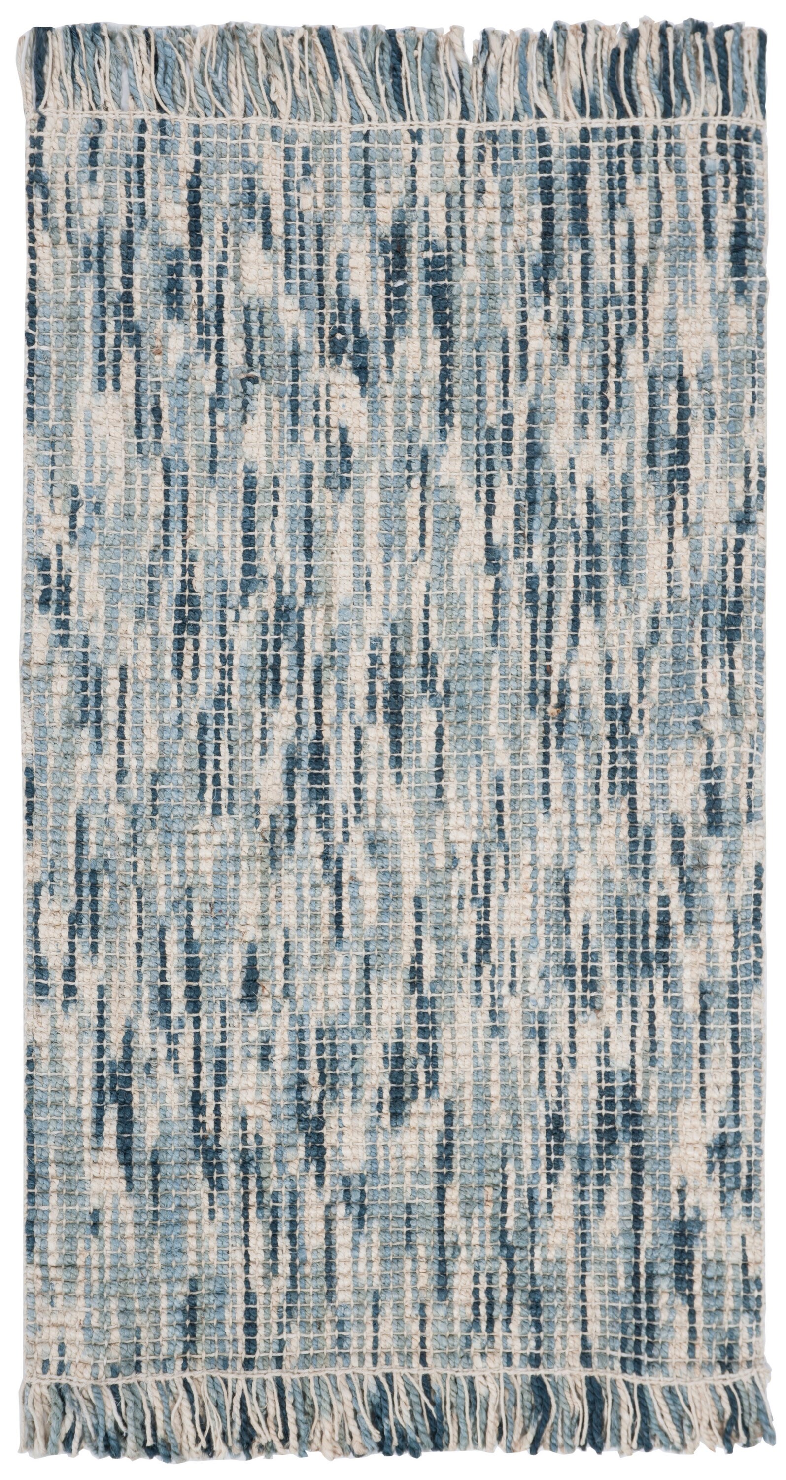 Hand-Knotted Blue/Ivory Jute 3' x 5' Easy Care Area Rug