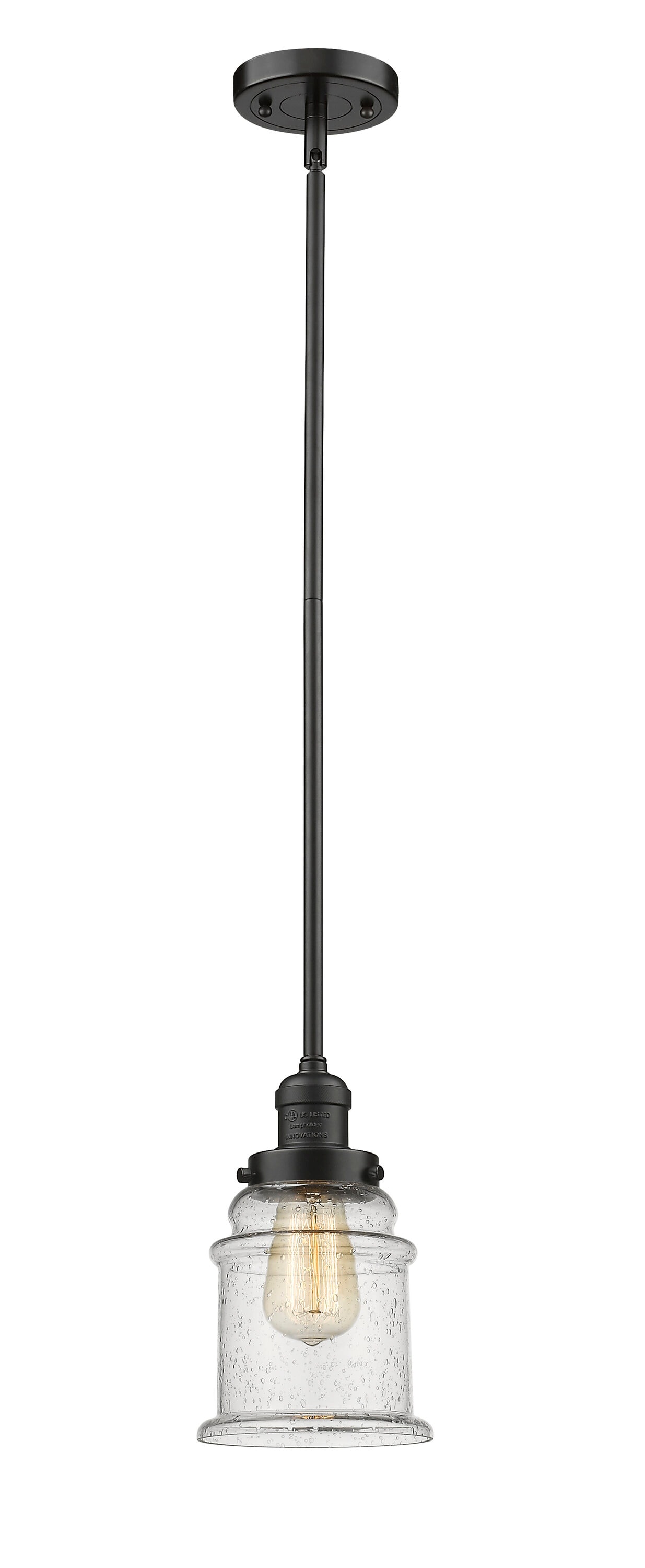 Innovations Lighting 201S-OB-G184 Canton Oil Rubbed Bronze Modern/contemporary Seeded glass Bell Medium Hanging Pendant light