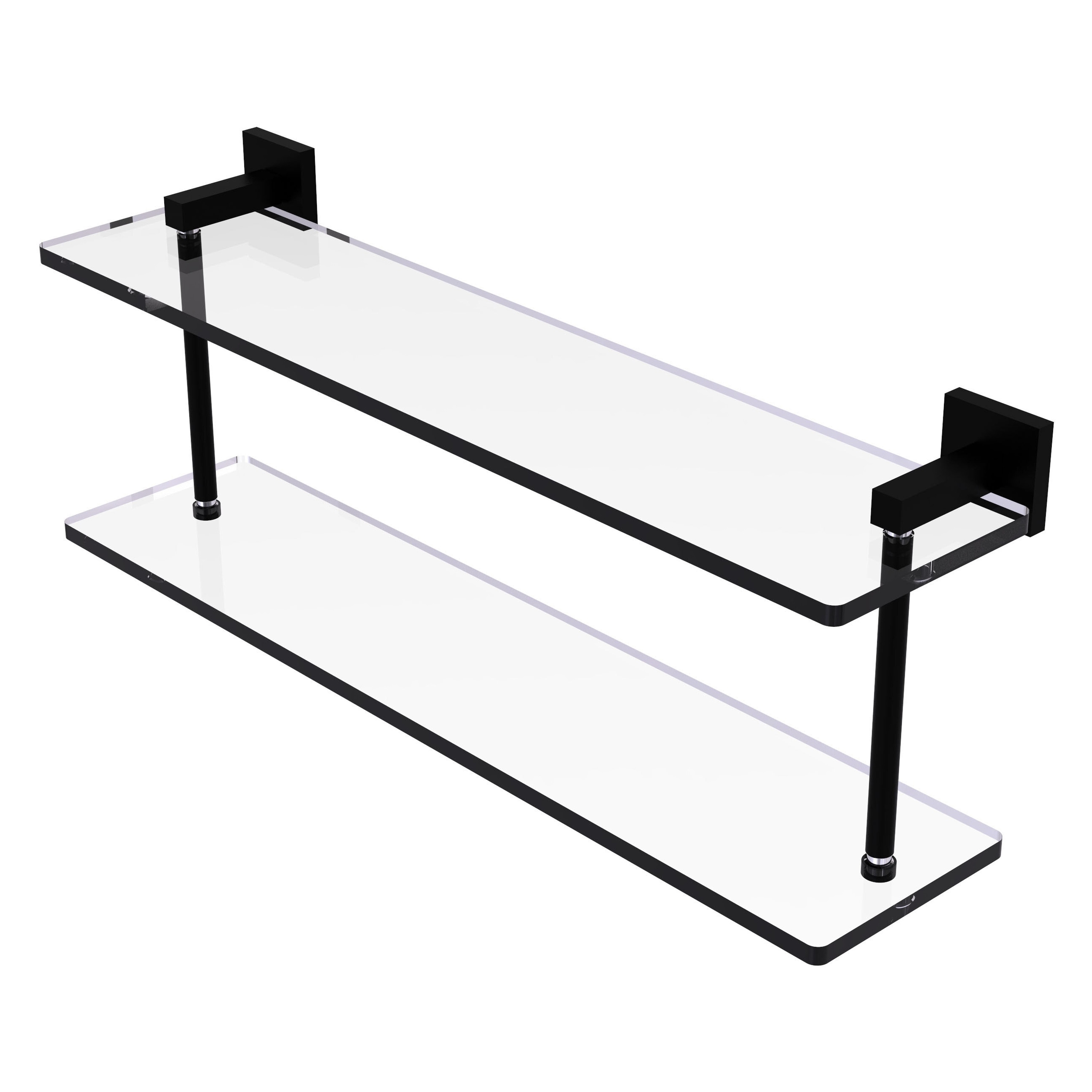 Allied Brass MT-2-22-BKM Montero Matte Black 2 -Tier Wall mount Bathroom Shelf ( 22-in x 8.3-in x 5-in )