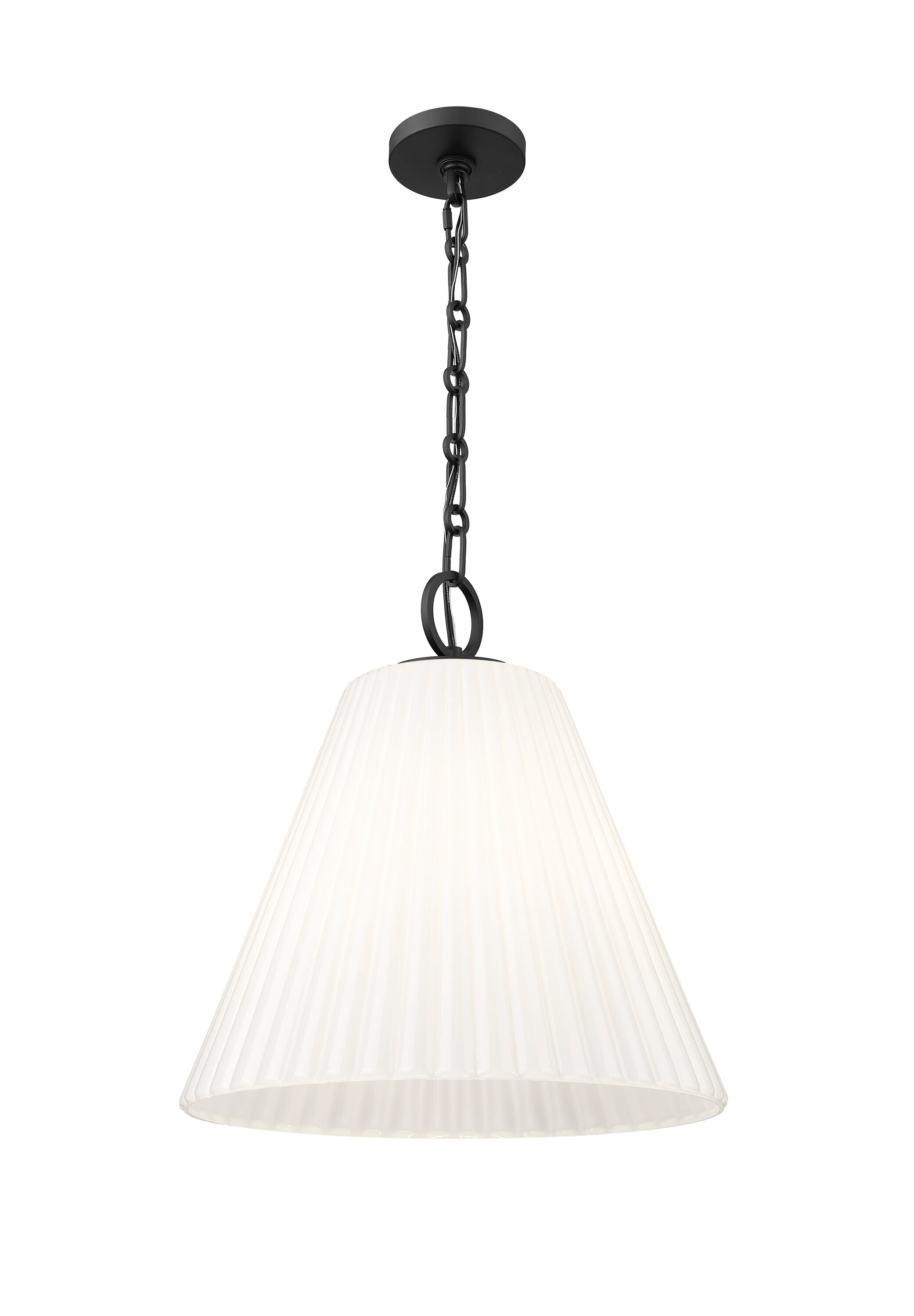 Matte Black 18" Modern Glass Pendant Light