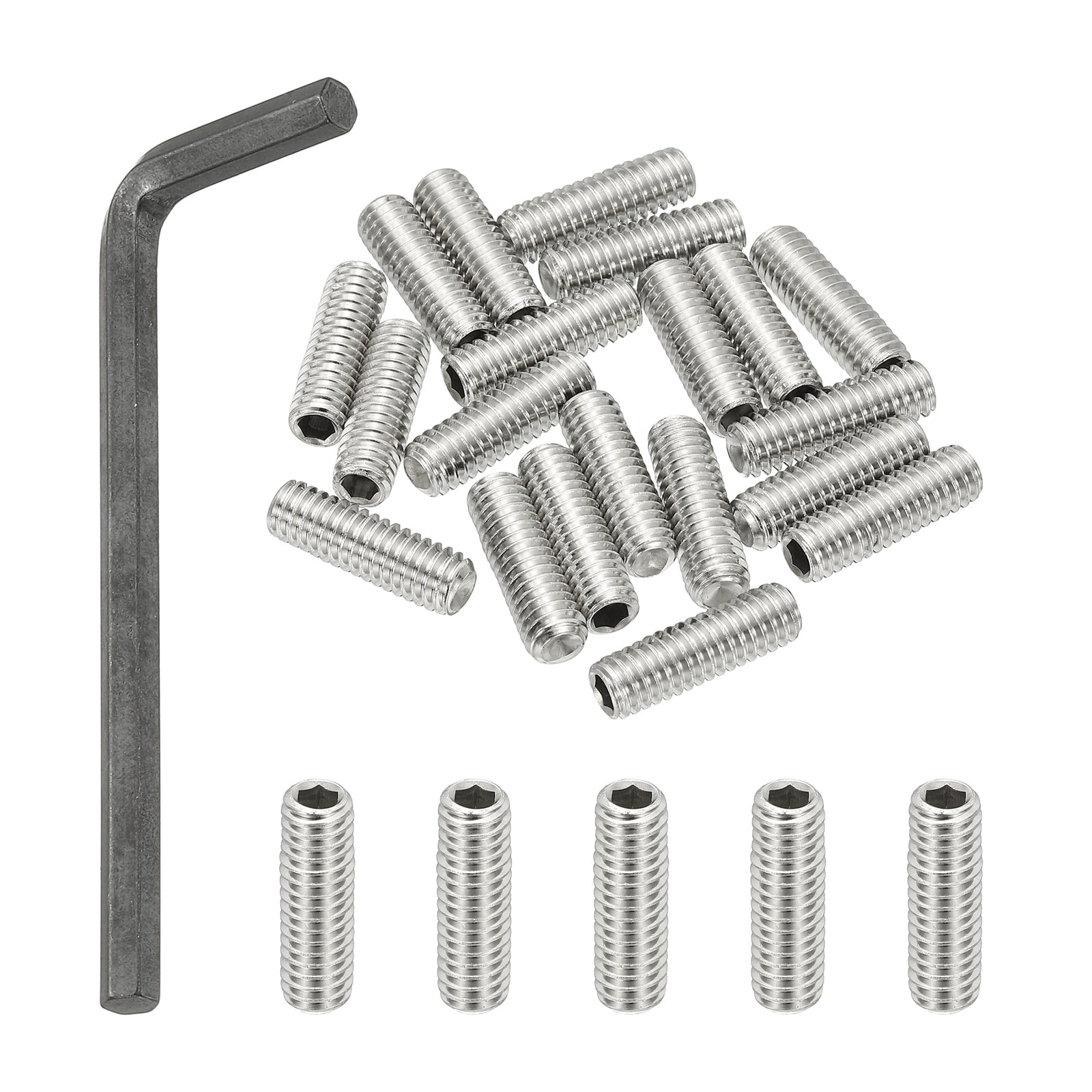 PATIKIL 5/16-18x1 Inch Hex Socket Grub Screws 20pcs Cup Point Set Screw with Wrench