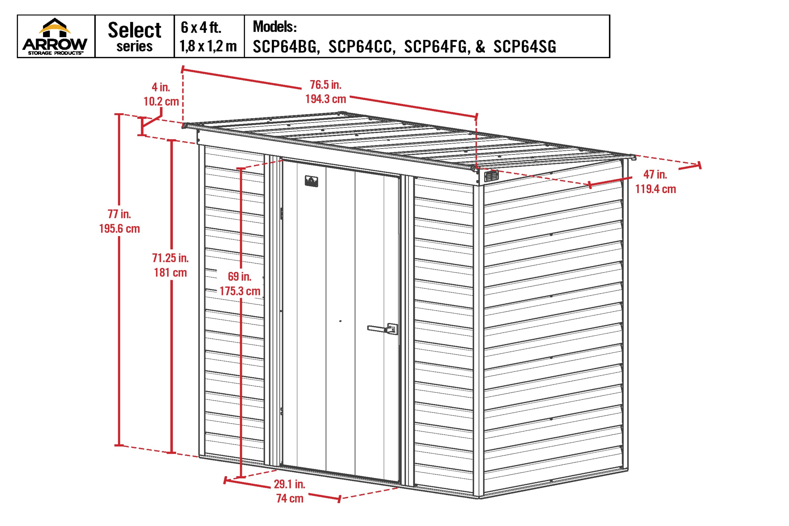 Arrow 6 Ft X 4 Ft Select Galvanized Steel Storage Shed In The Metal Storage Sheds Department At