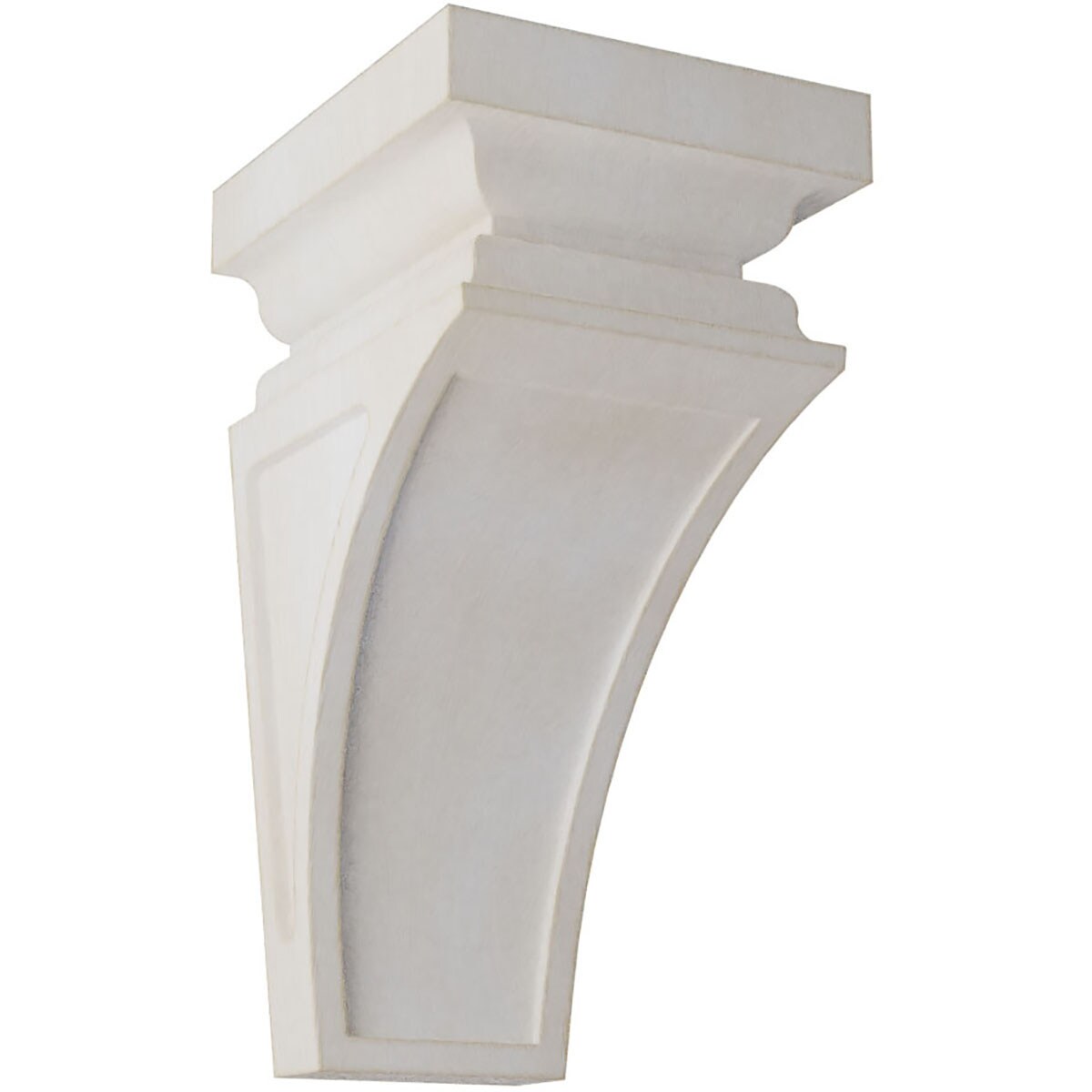 Ekena Millwork CORWD04X04X08NEWH 4-in x 4.75-in x 8-in Vintage Decor Finished Rubberwood White Wood Paintable/Stainable Corbel