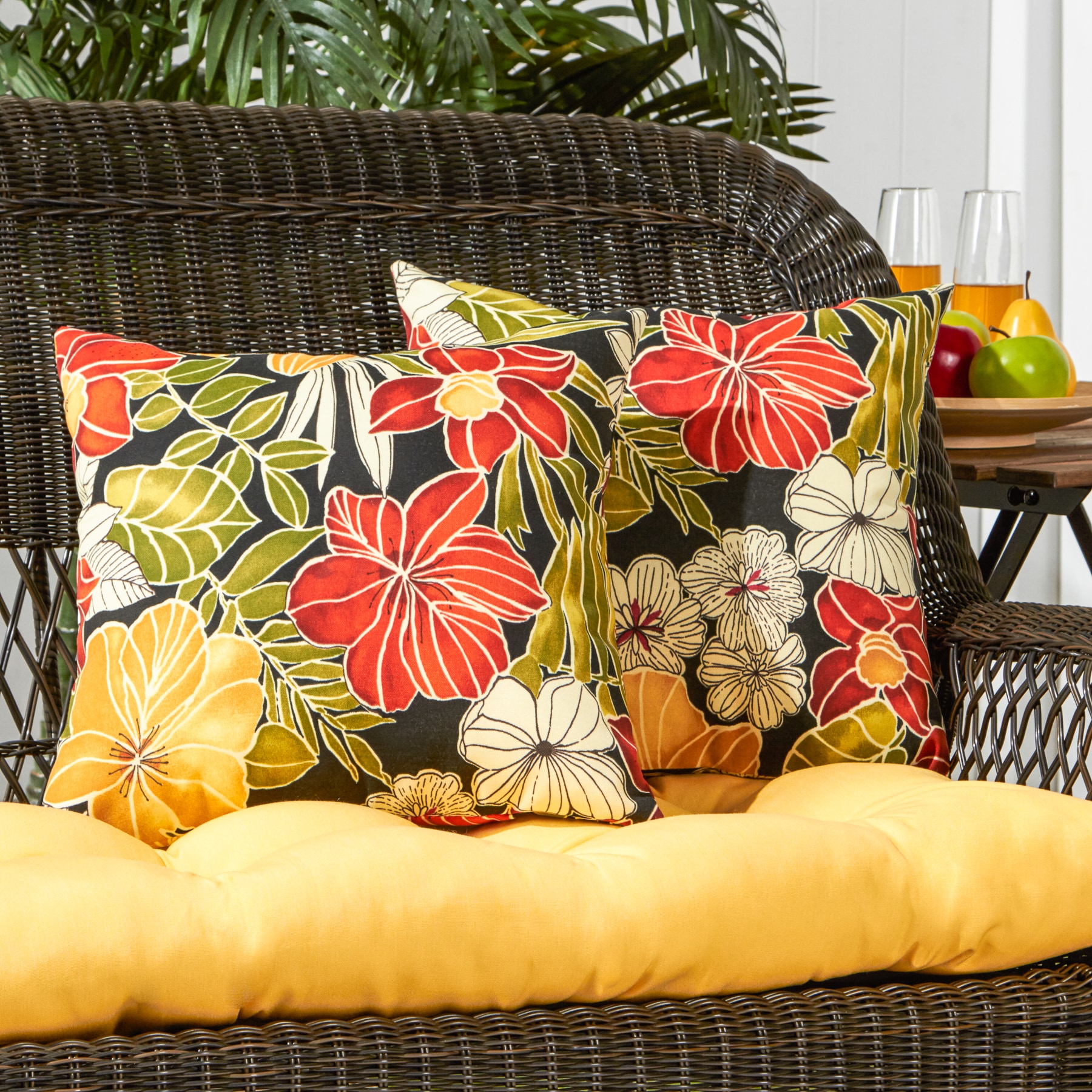 Greendale Home Fashions OC4803S2-ALOHA-BLACK Outdoor-Accent-Pillows - View #5